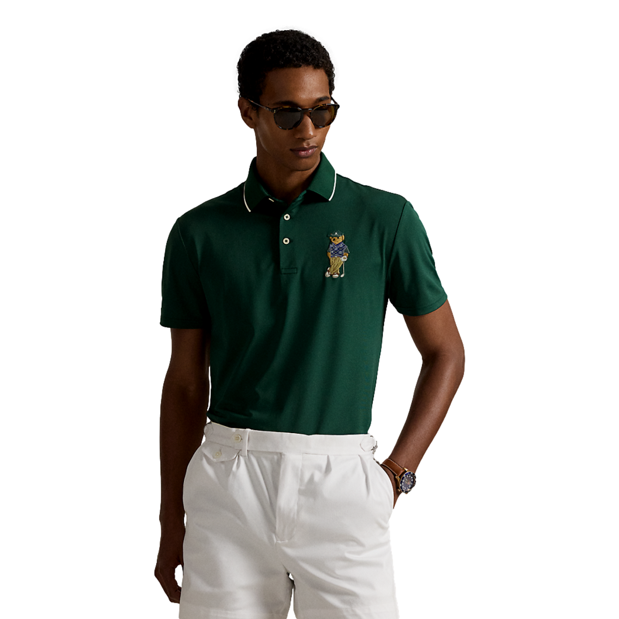 Pique Knit Polo Bear Men's Golf Polo Shirt