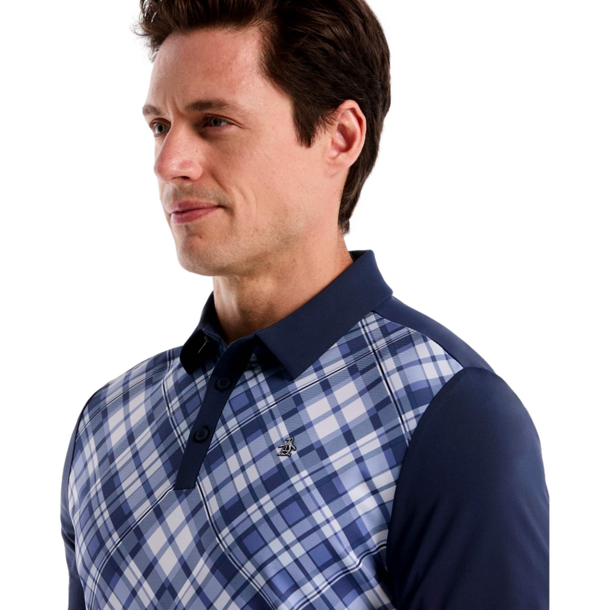 50'S Block Madras Plaid Men's Golf Polo Shirt