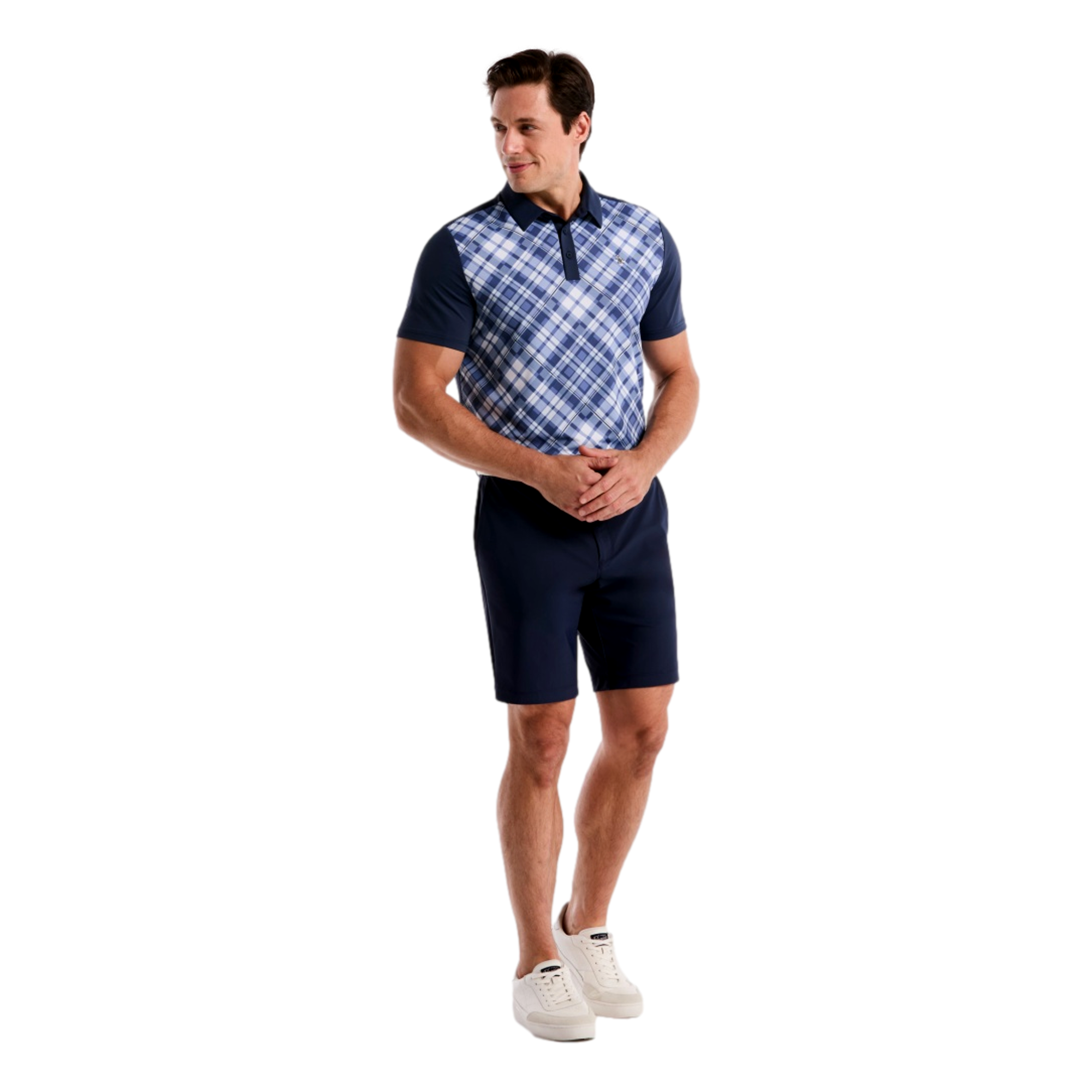 50'S Block Madras Plaid Men's Golf Polo Shirt