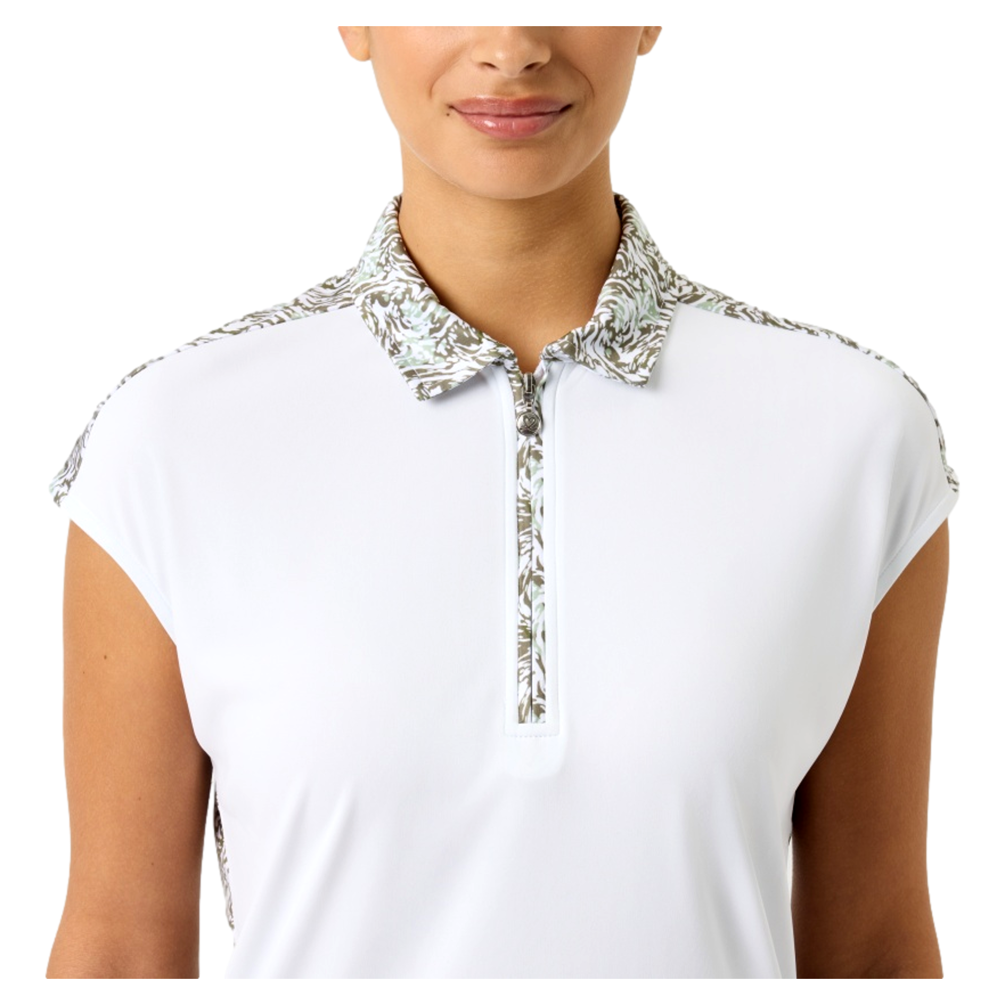 Printed Cap Women's Short Sleeve Golf Polo Shirt