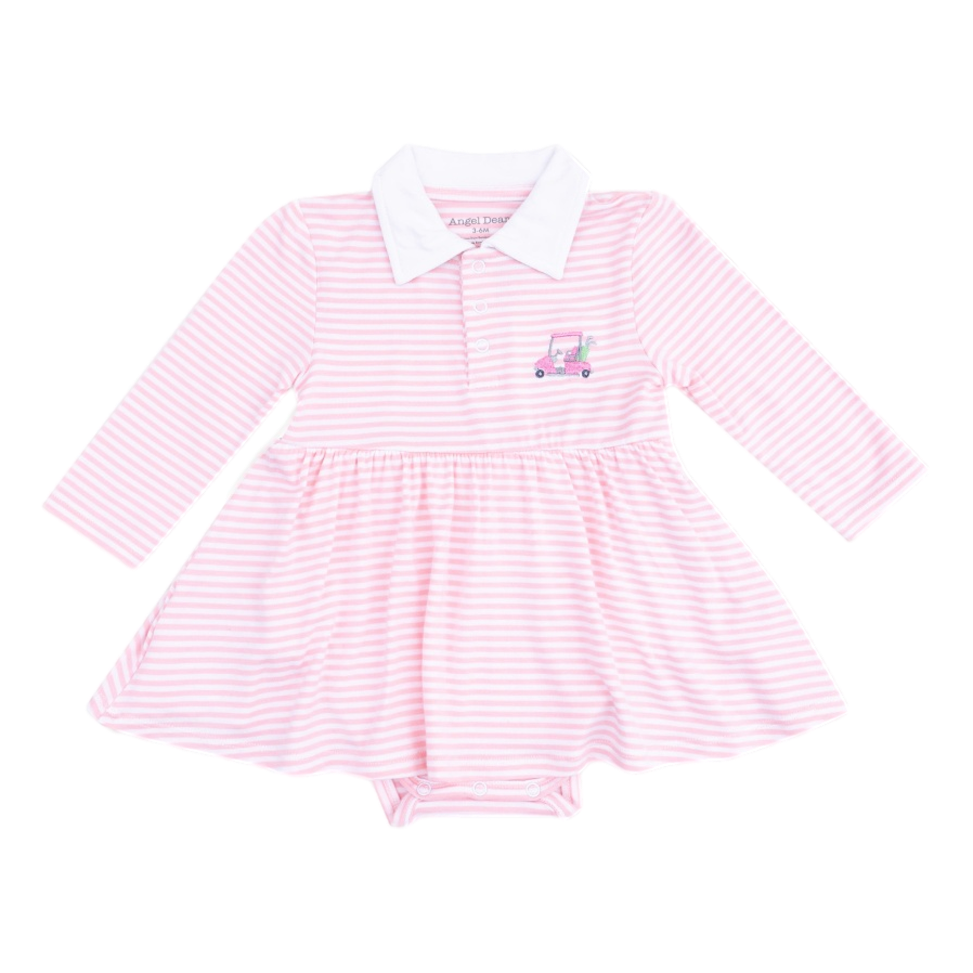 Baby Golf Carts - Pink Long Sleeve Polo Bodysuit Dress