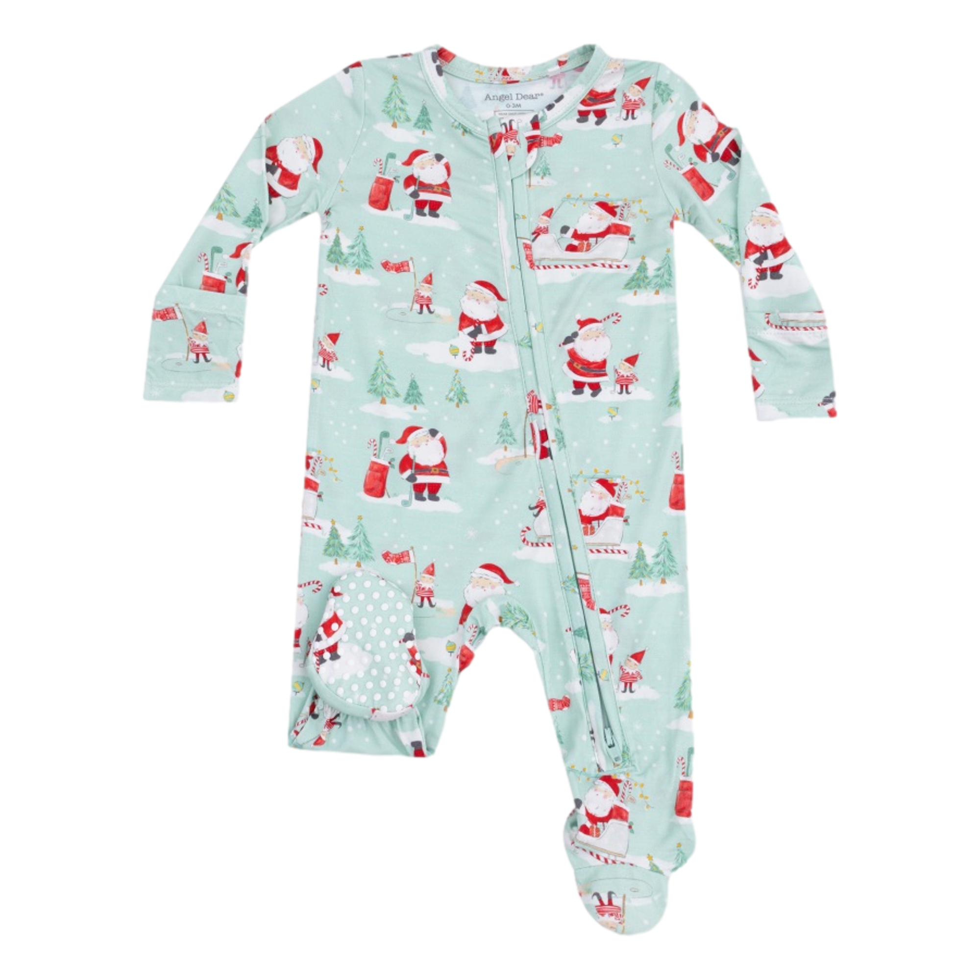 Golfing Santa and Elves - 2 Way Zipper Footie