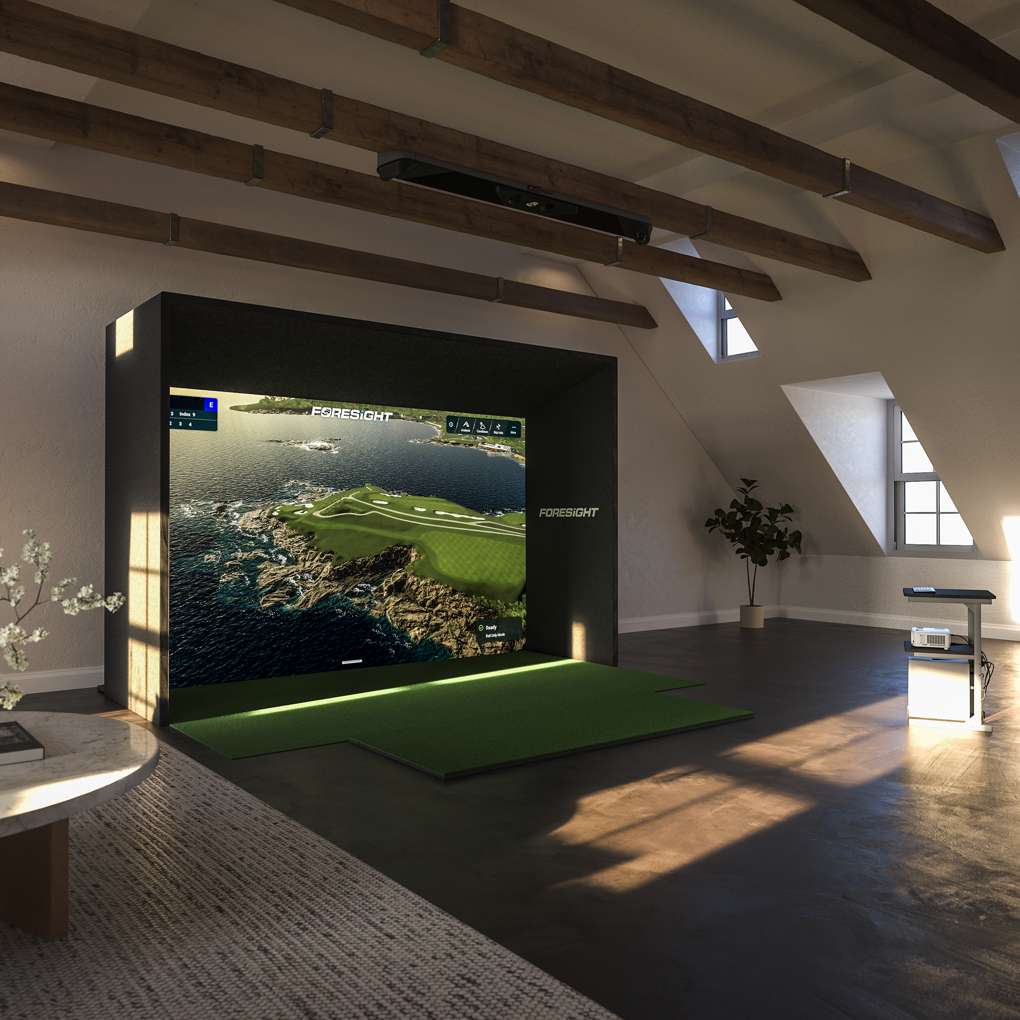 Sim In A Box Golf Simulator Bundle - Complete Simulator Kit with GCHawk Launch Monitor