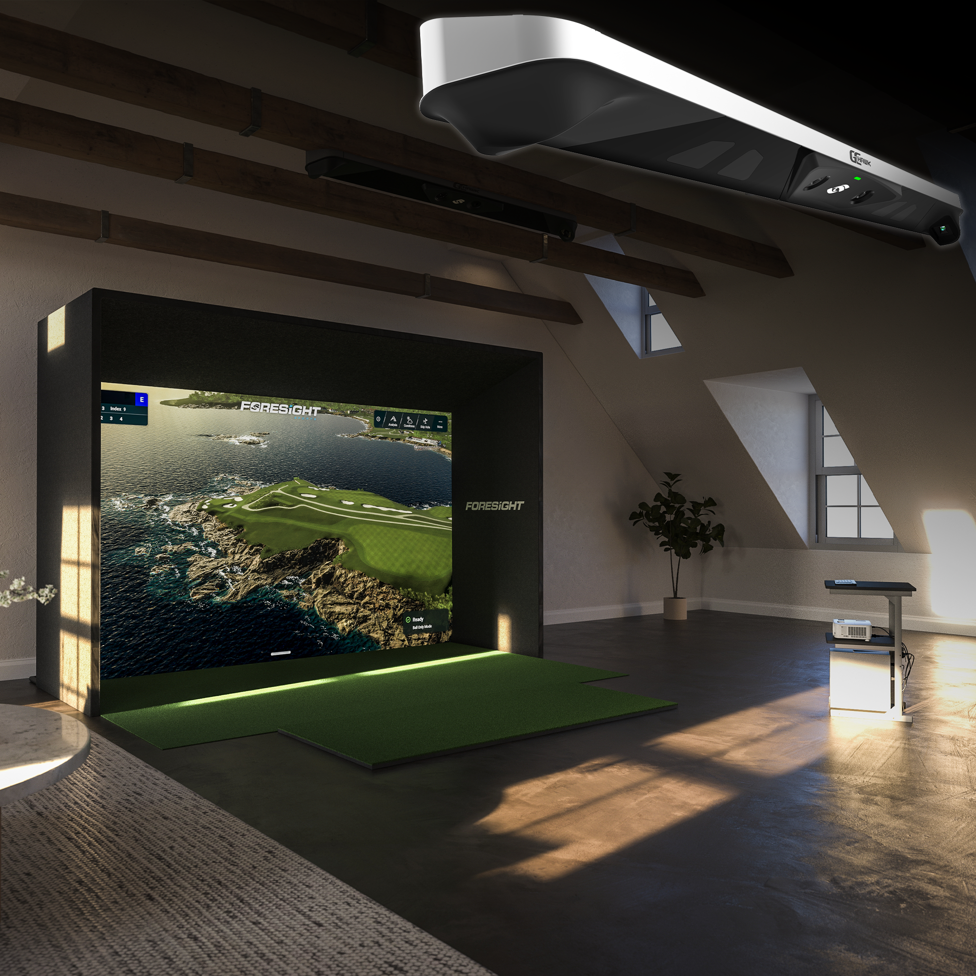 Sim In A Box Golf Simulator Bundle - Complete Simulator Kit with GCHawk Launch Monitor