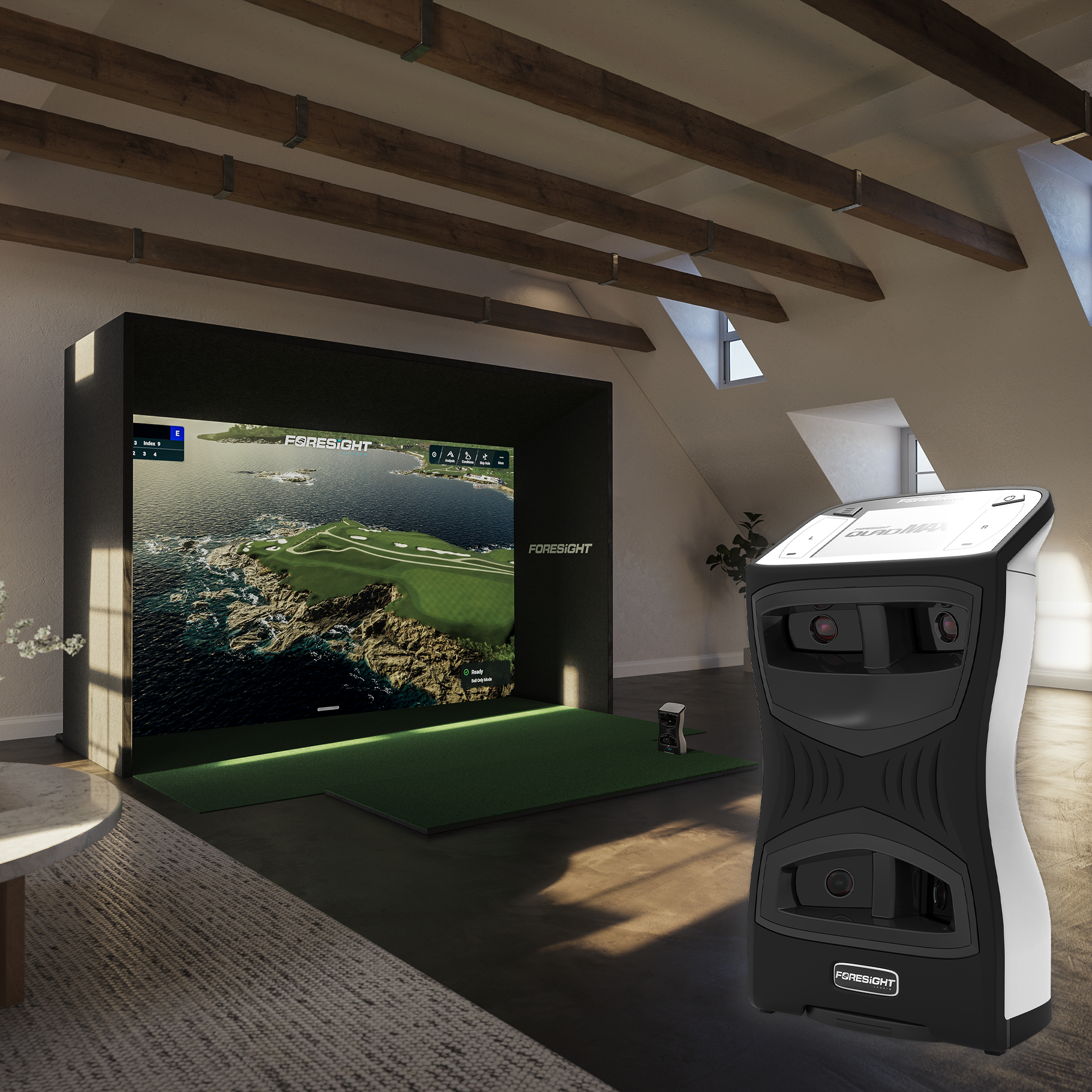 Sim In A Box Golf Simulator Bundle - Complete Simulator Kit with QuadMAX Launch Monitor