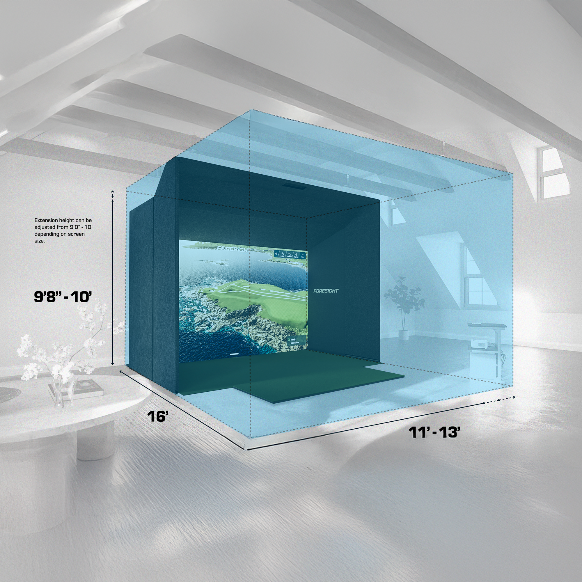 Sim In A Box Golf Simulator Bundle - Complete Simulator Kit with QuadMAX Launch Monitor