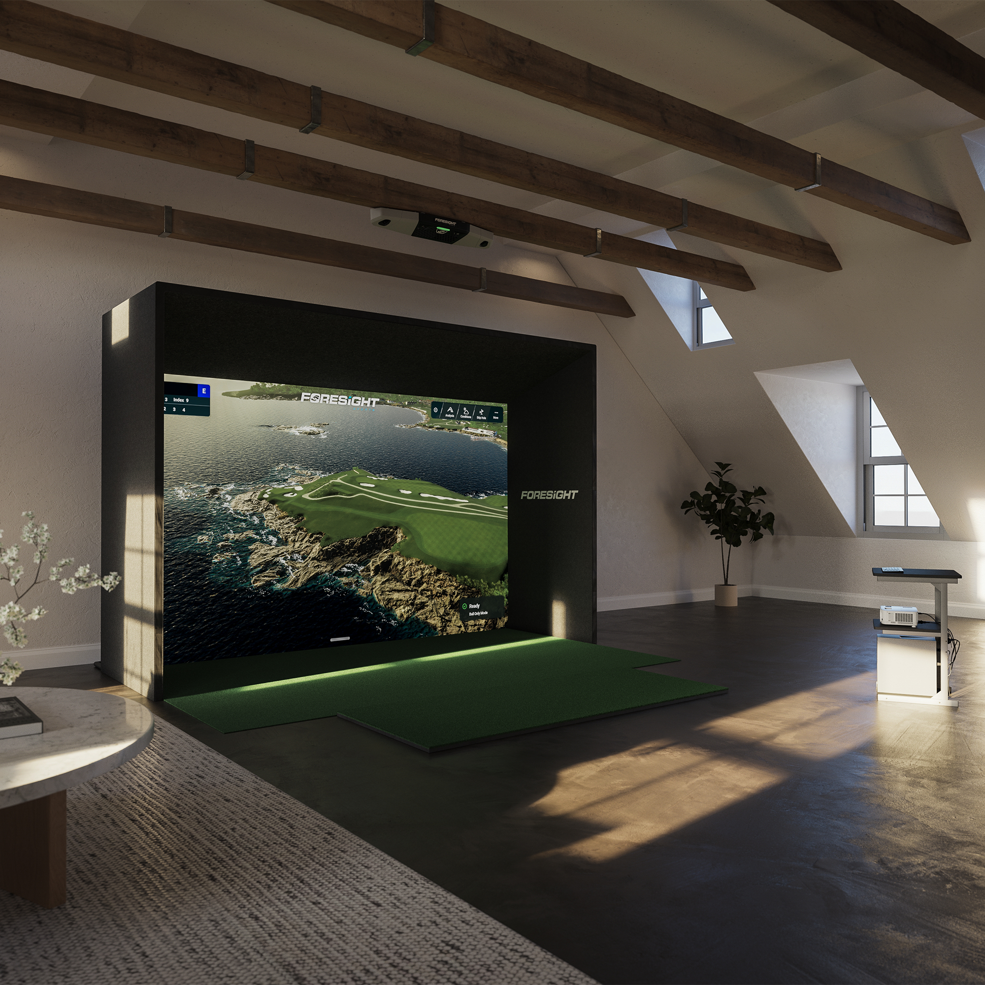 Sim In A Box Golf Simulator Bundle - Complete Simulator Kit with Falcon Launch Monitor