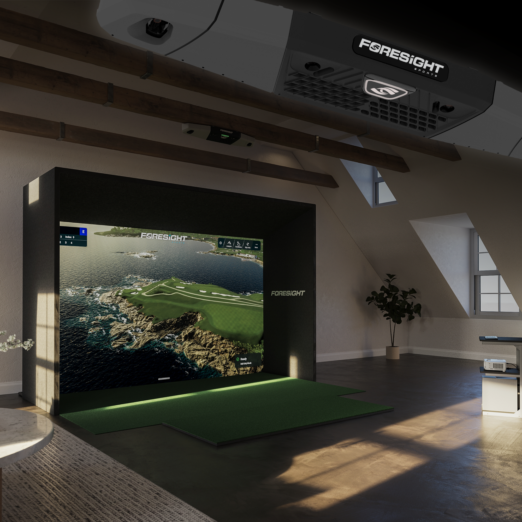 Sim In A Box Golf Simulator Bundle - Complete Simulator Kit with Falcon Launch Monitor