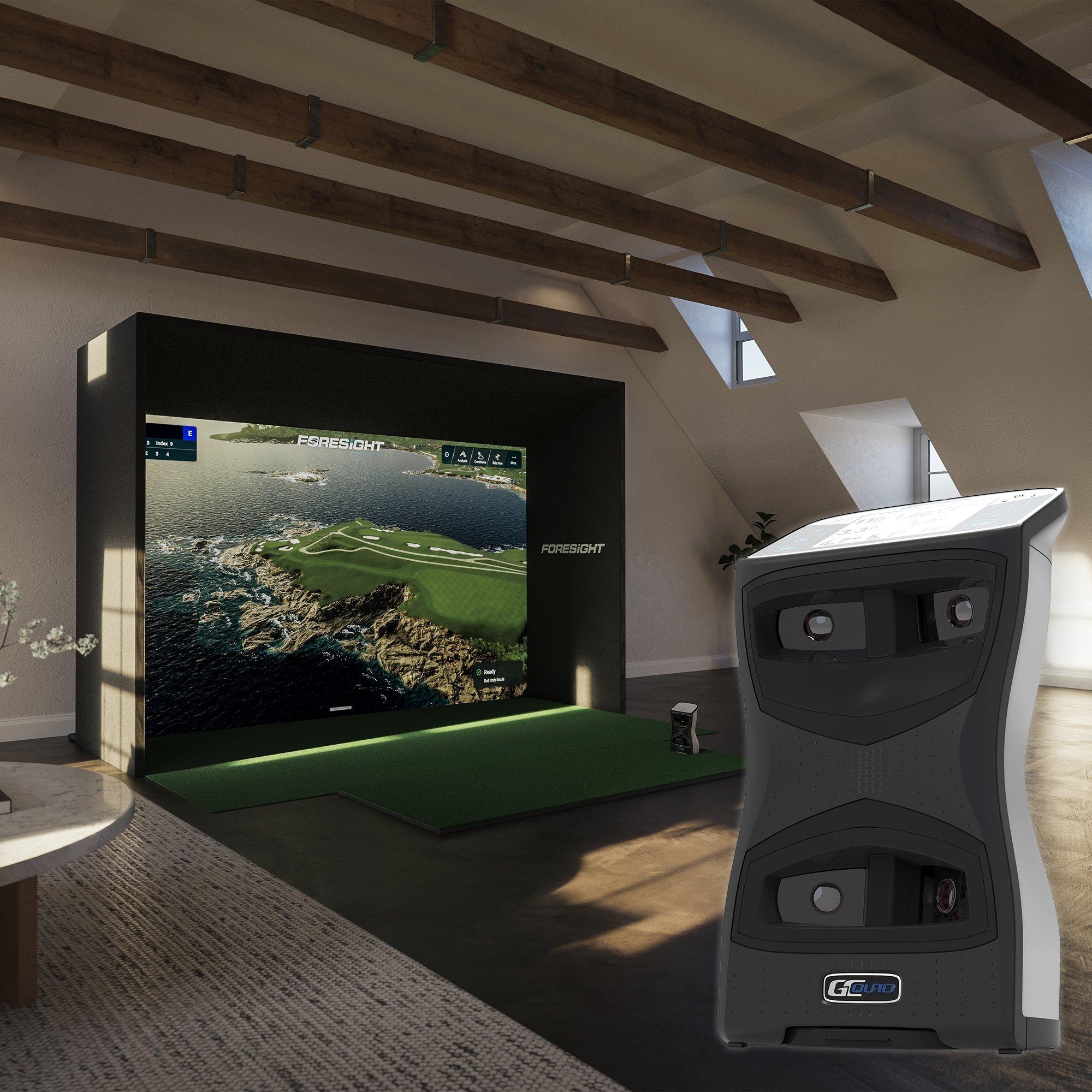 Sim In A Box Golf Simulator Bundle - Complete Simulator Kit with GCQuad Launch Monitor