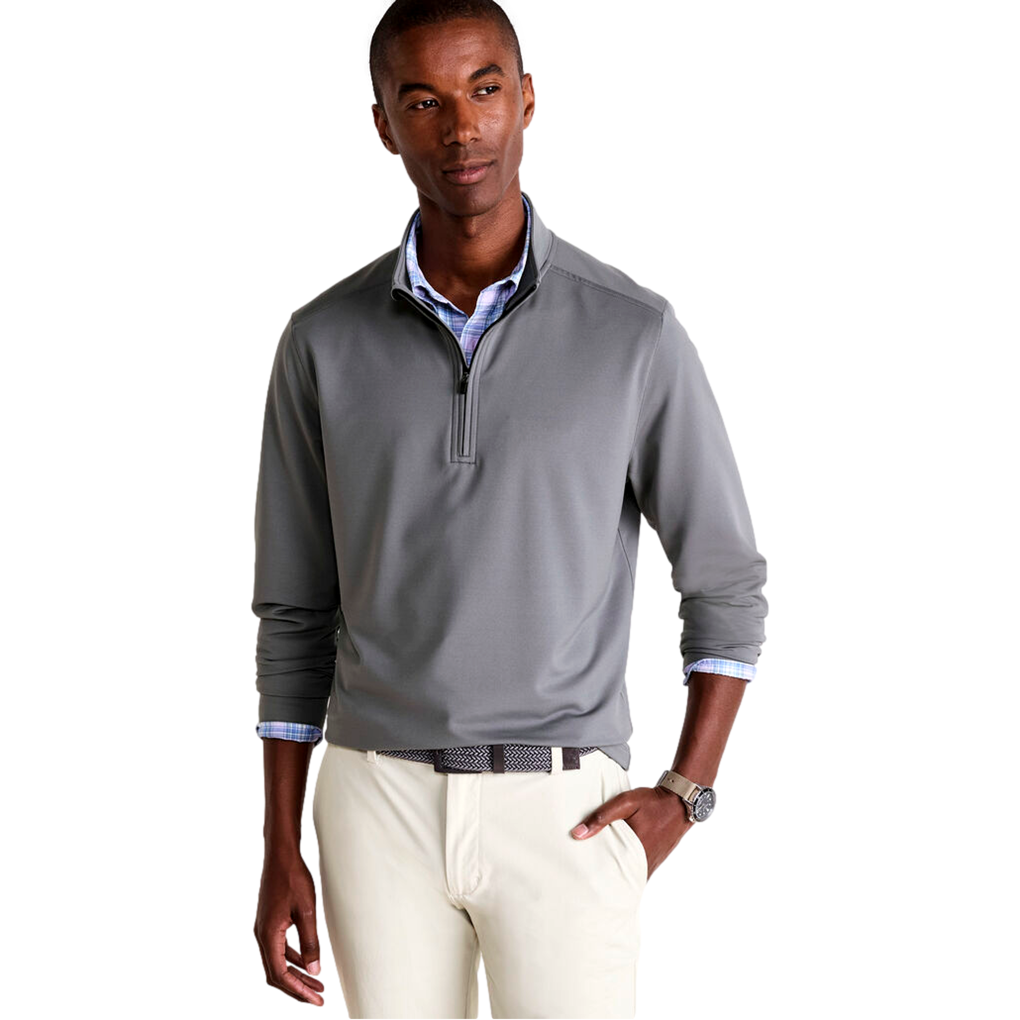 Polo col zippé - VALENTO - Homme - réf NAIROBI - manches longues - bleu