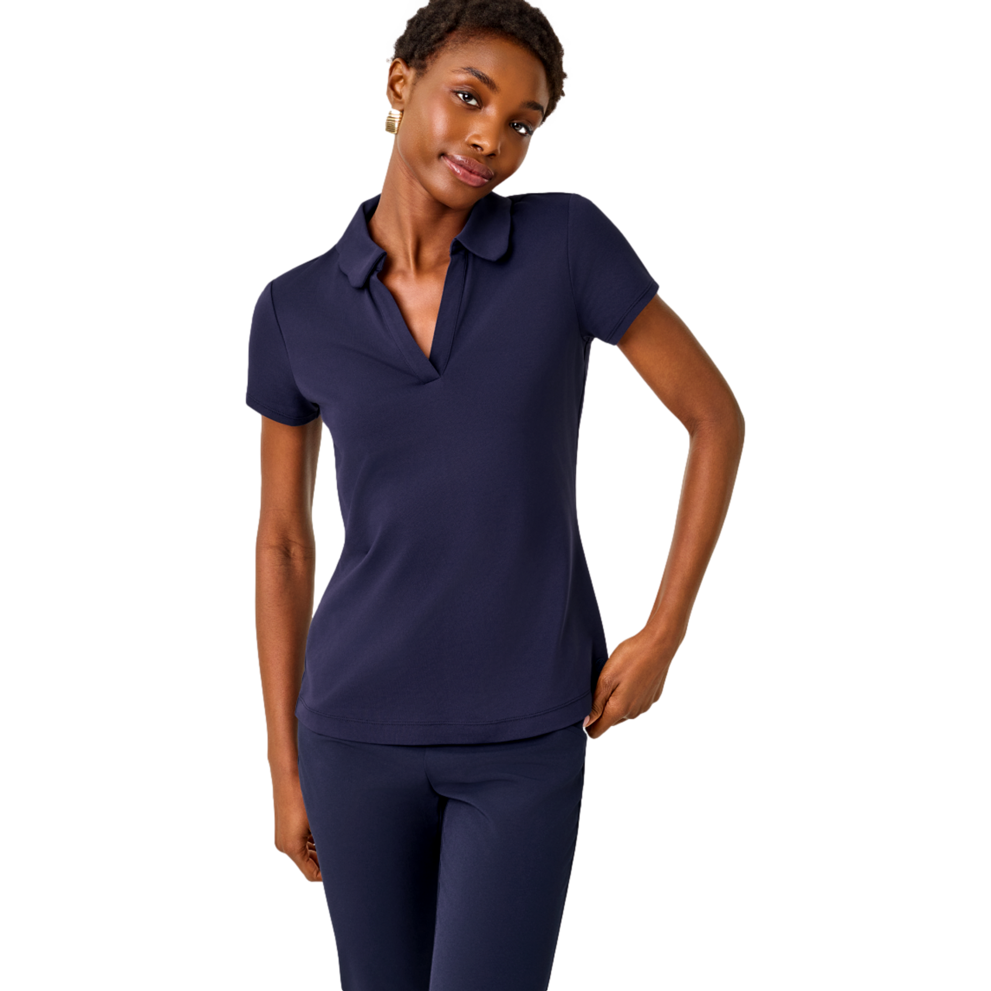 Frida Scallop Women's Short Sleeve Golf Polo Shirt