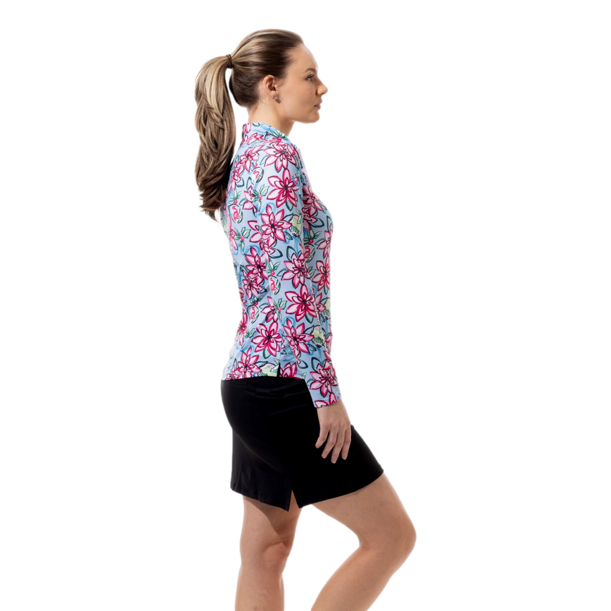 Pink Poinsettia Women's Golf Quarter Zip