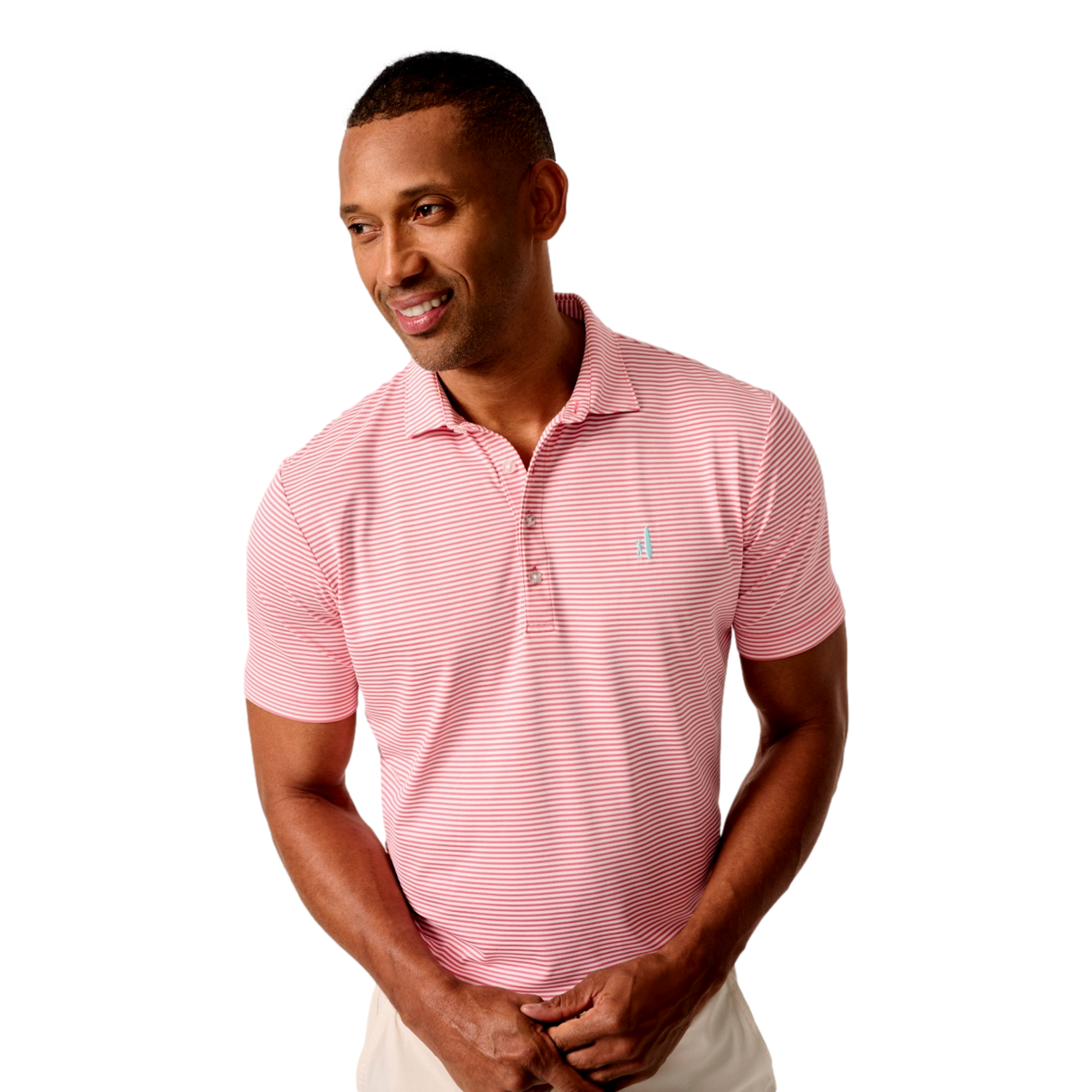 Dru Stripe Pique Men's Short Sleeve Golf Polo Shirt