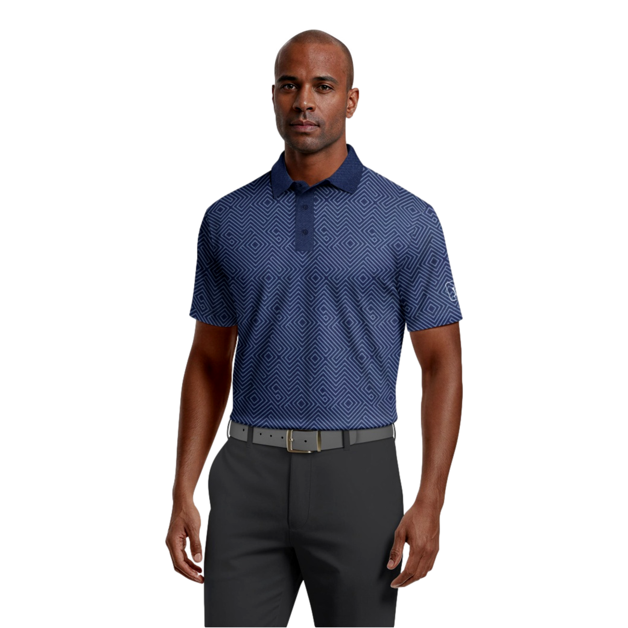 Linear Jaspe Printed Men's Golf Polo Shirt