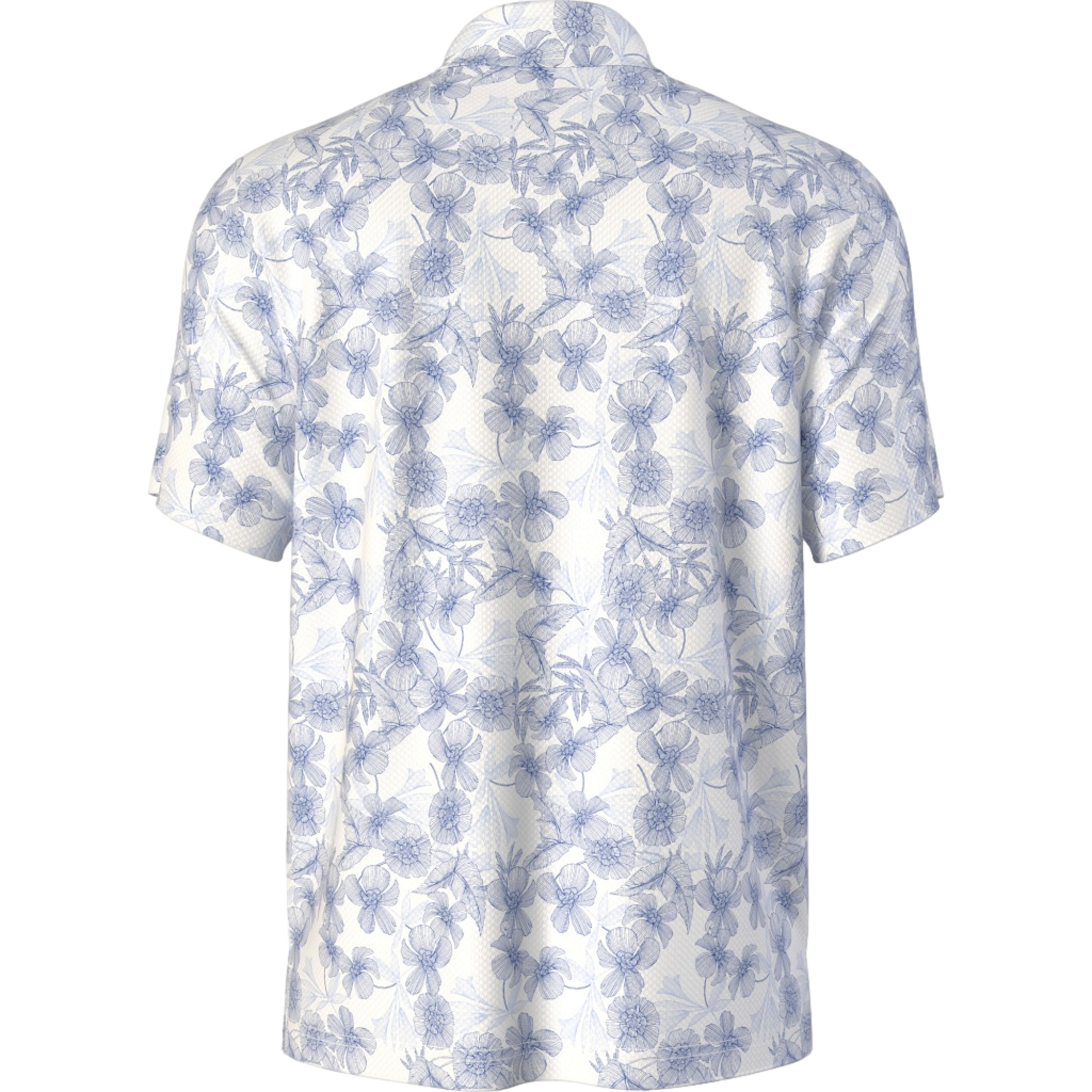 Linear Botanical Printed Men's Golf Polo Shirt