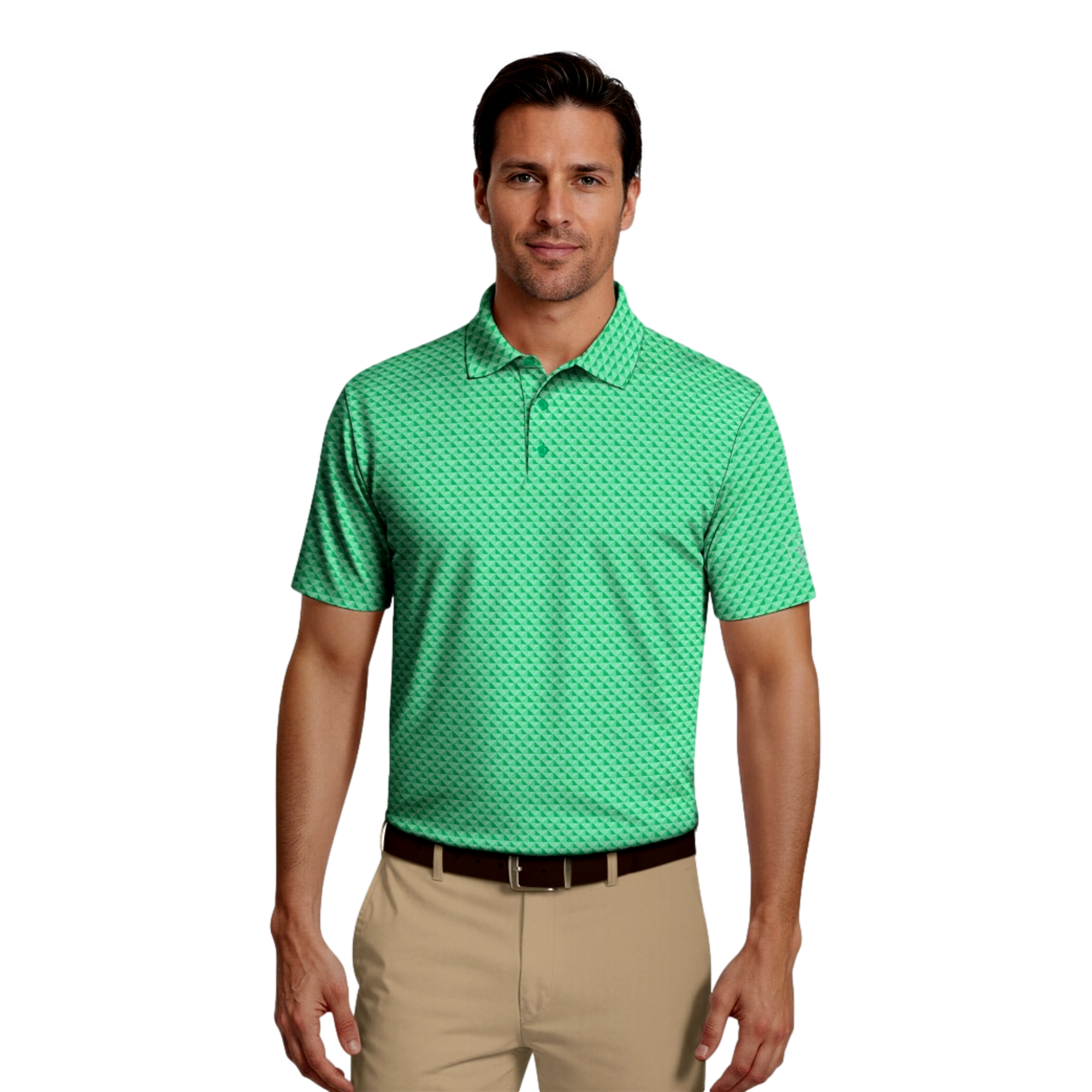 Linear Geometric Printed Men's Golf Polo Shirt