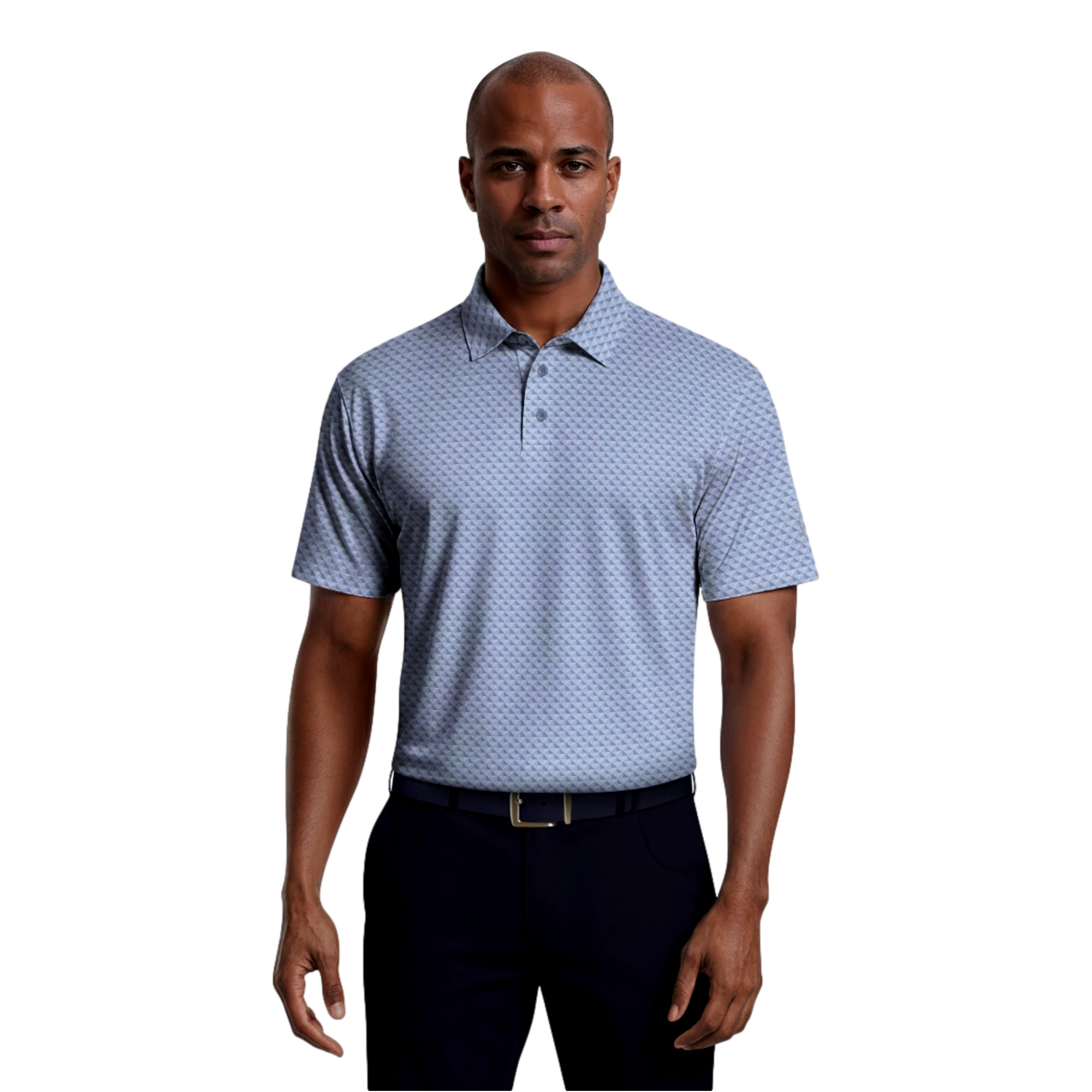 Linear Geometric Printed Men's Golf Polo Shirt