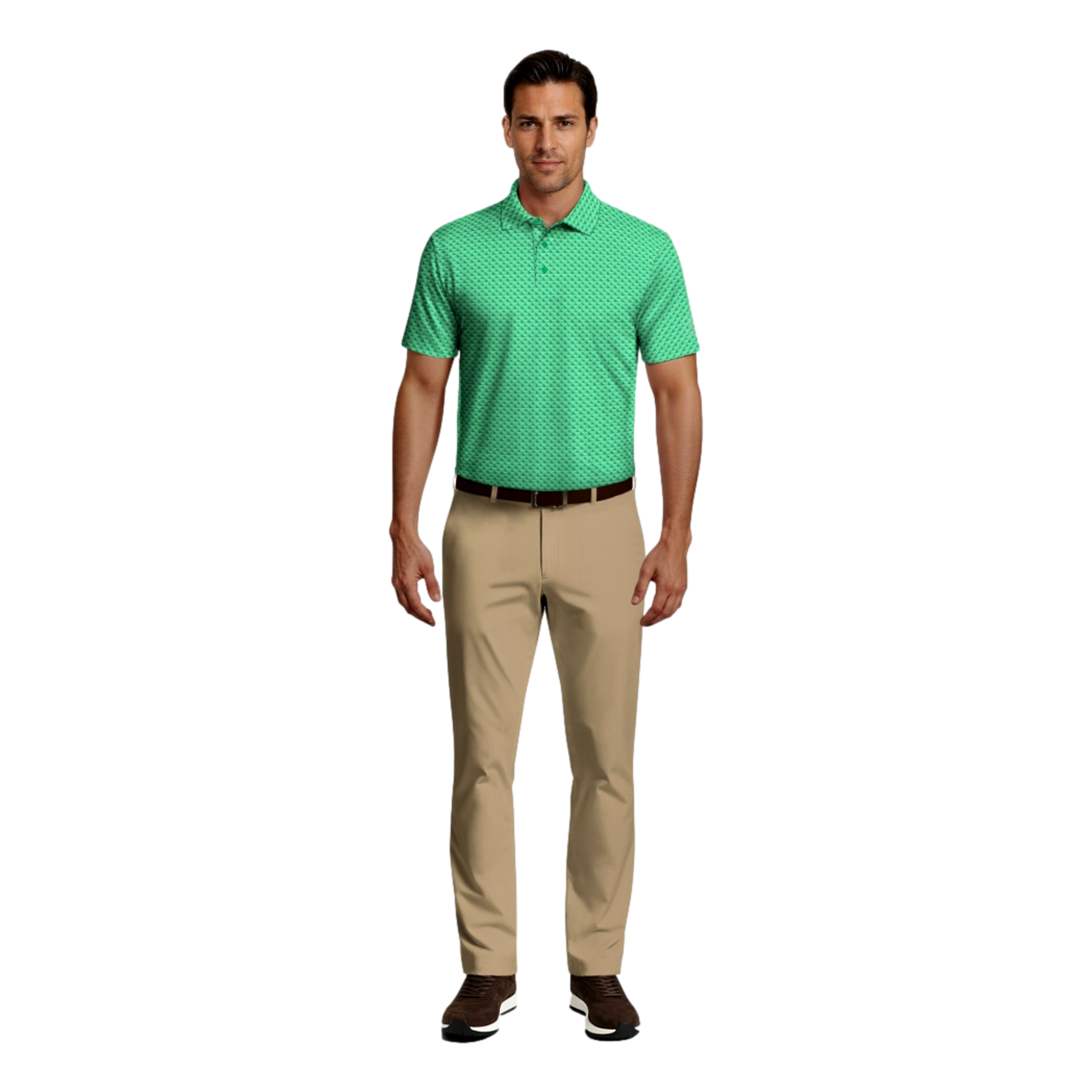 Linear Geometric Printed Men's Golf Polo Shirt