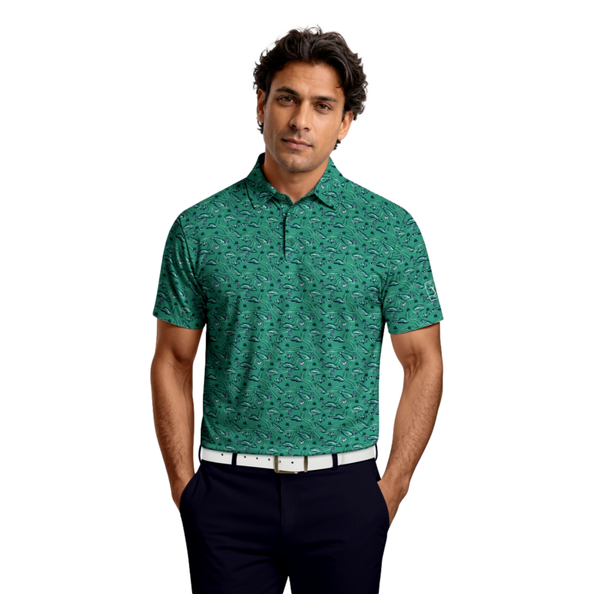 Flowering Peach Printed Men's Golf Polo Shirt
