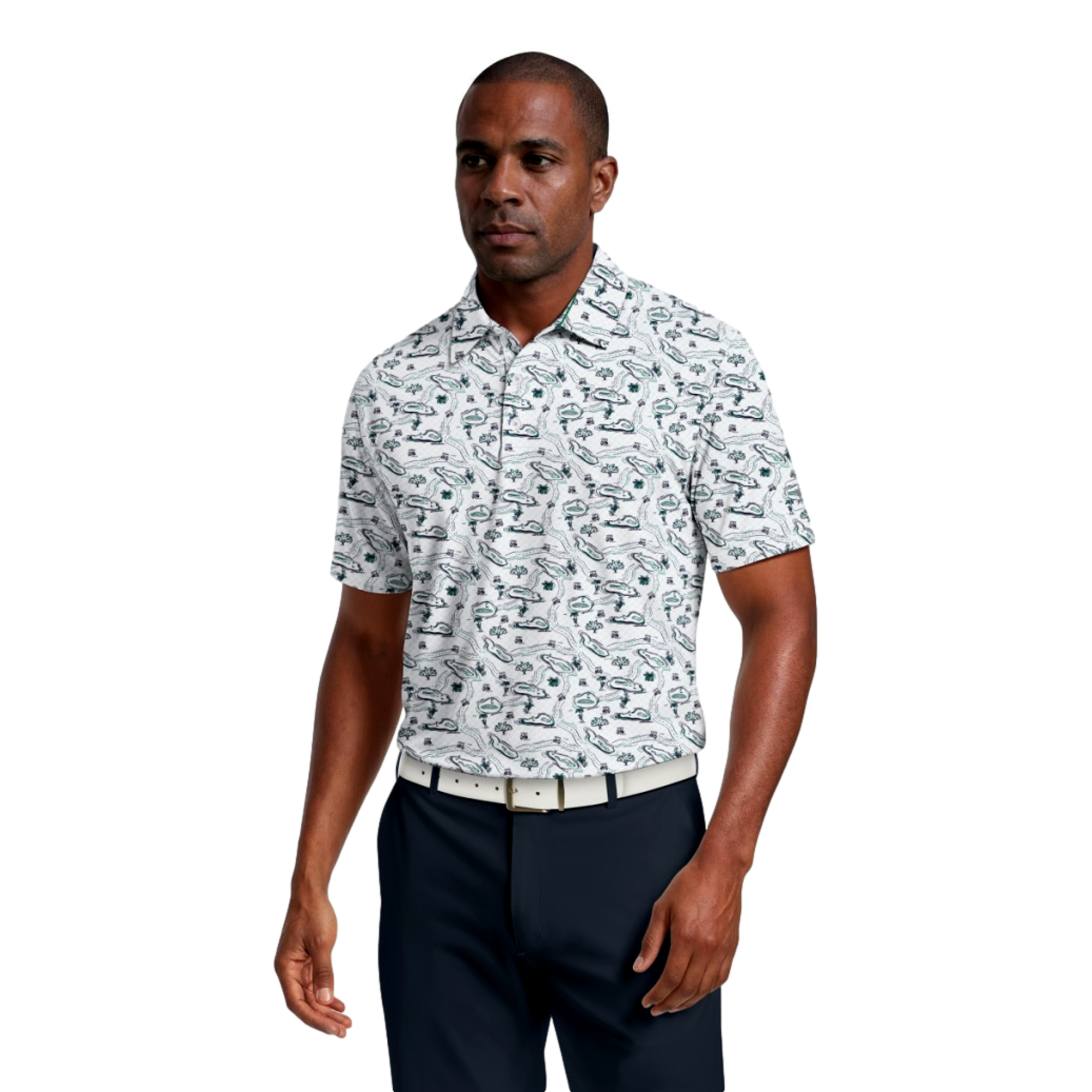 Flowering Peach Printed Men's Golf Polo Shirt