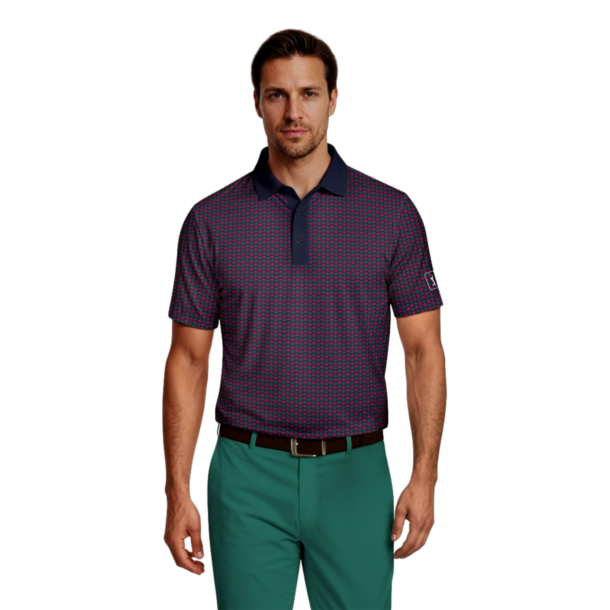 Azalea Geo Print Men's Golf Polo Shirt