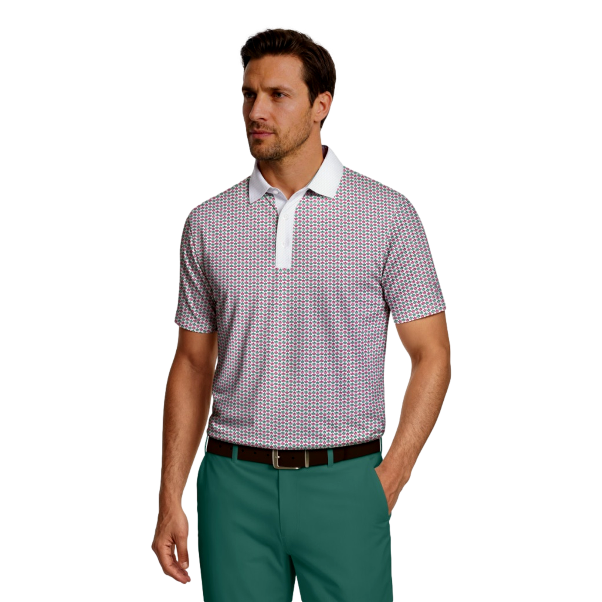 Azalea Geo Print Men's Golf Polo Shirt