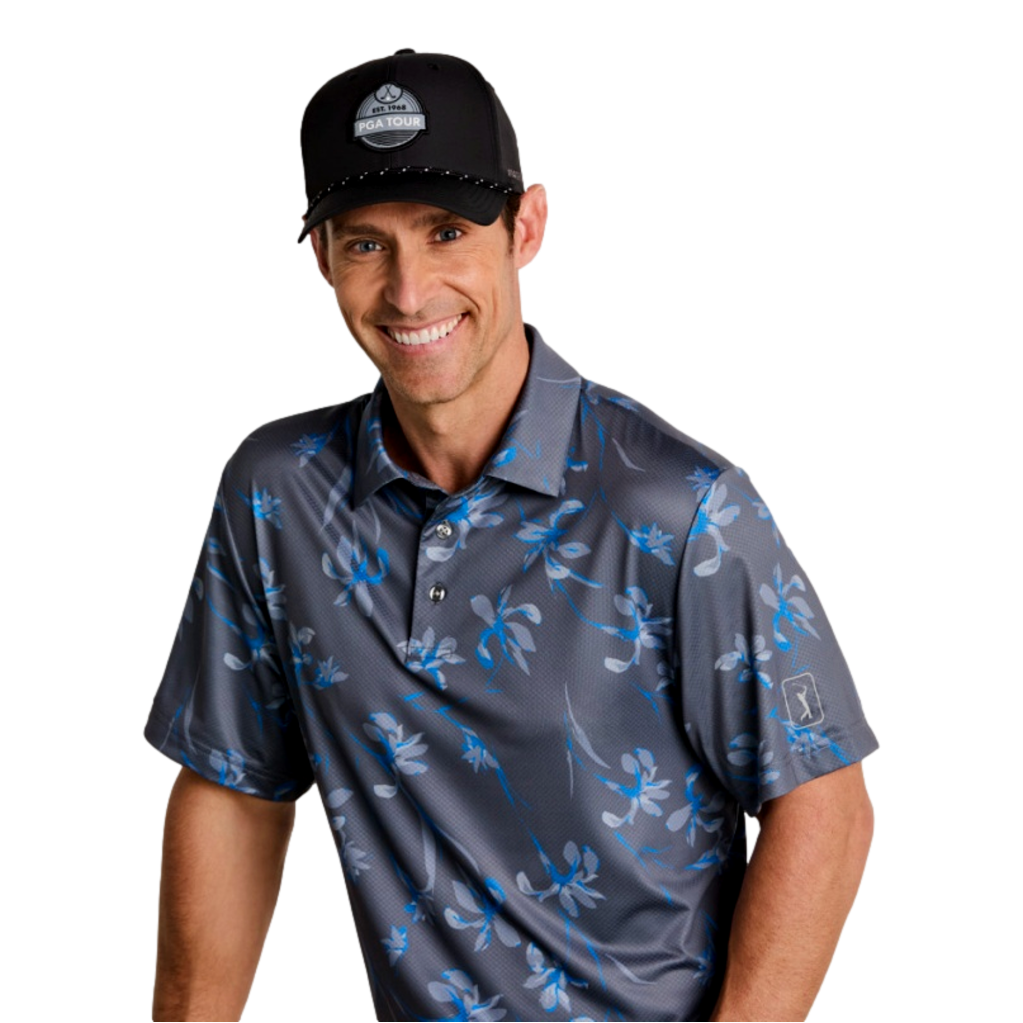 Energized Floral Printed Men's Golf Polo Shirt