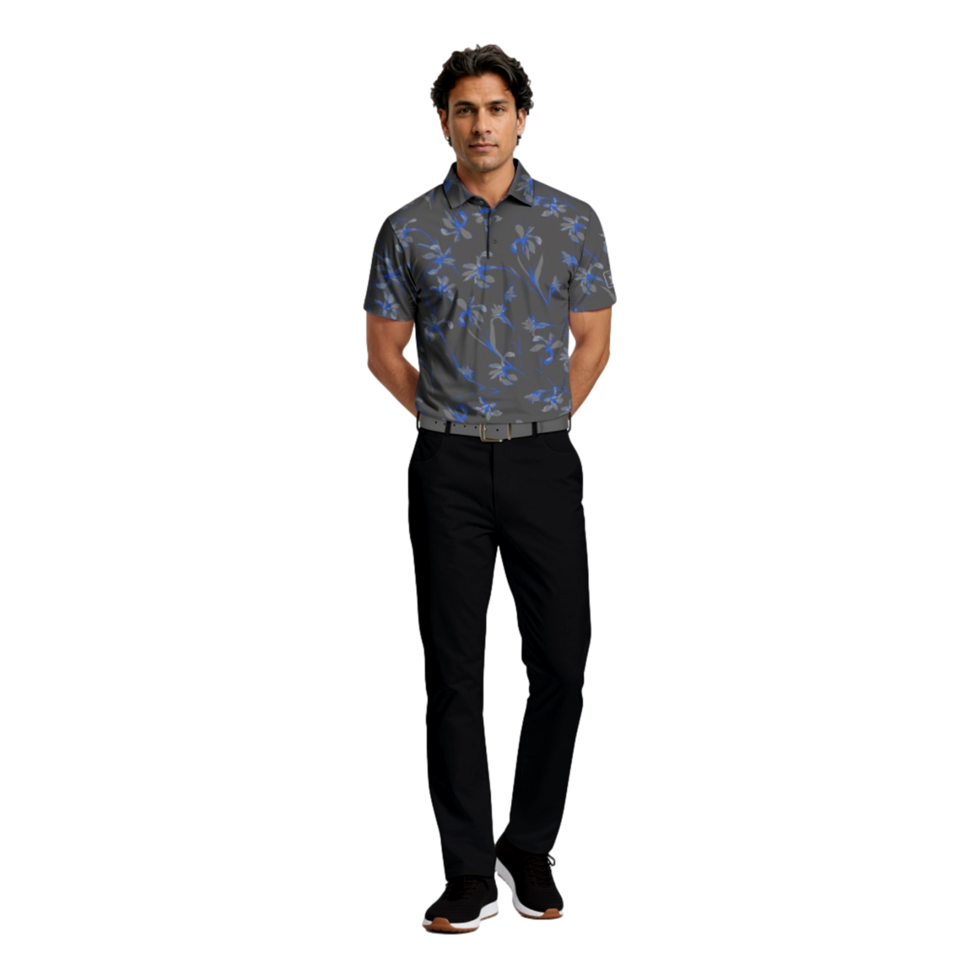 Energized Floral Printed Men's Golf Polo Shirt