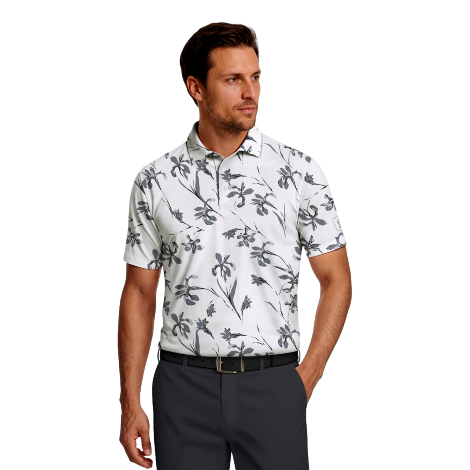 Energized Floral Printed Men's Golf Polo Shirt
