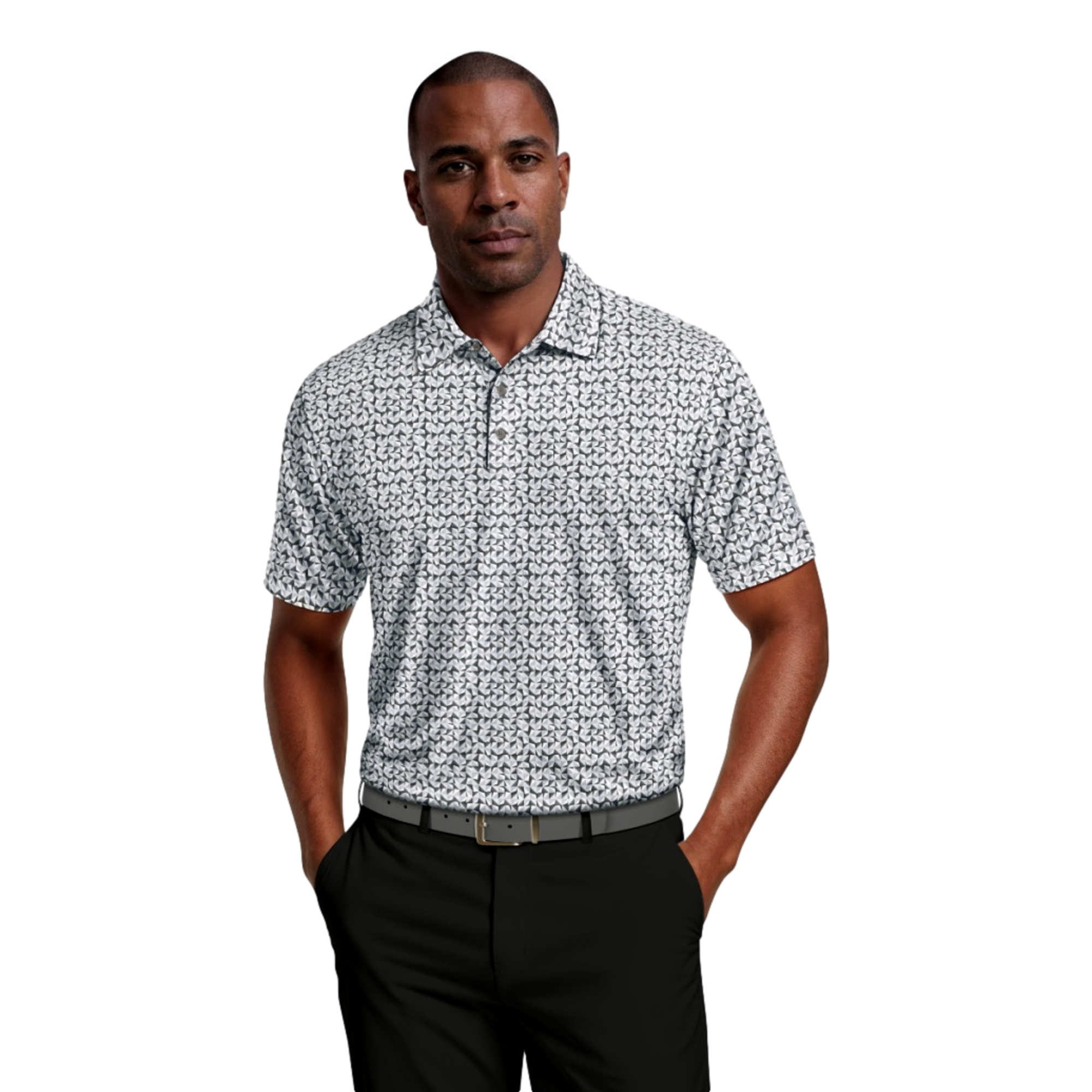 Abstract Geo Printed Men's Golf Polo Shirt