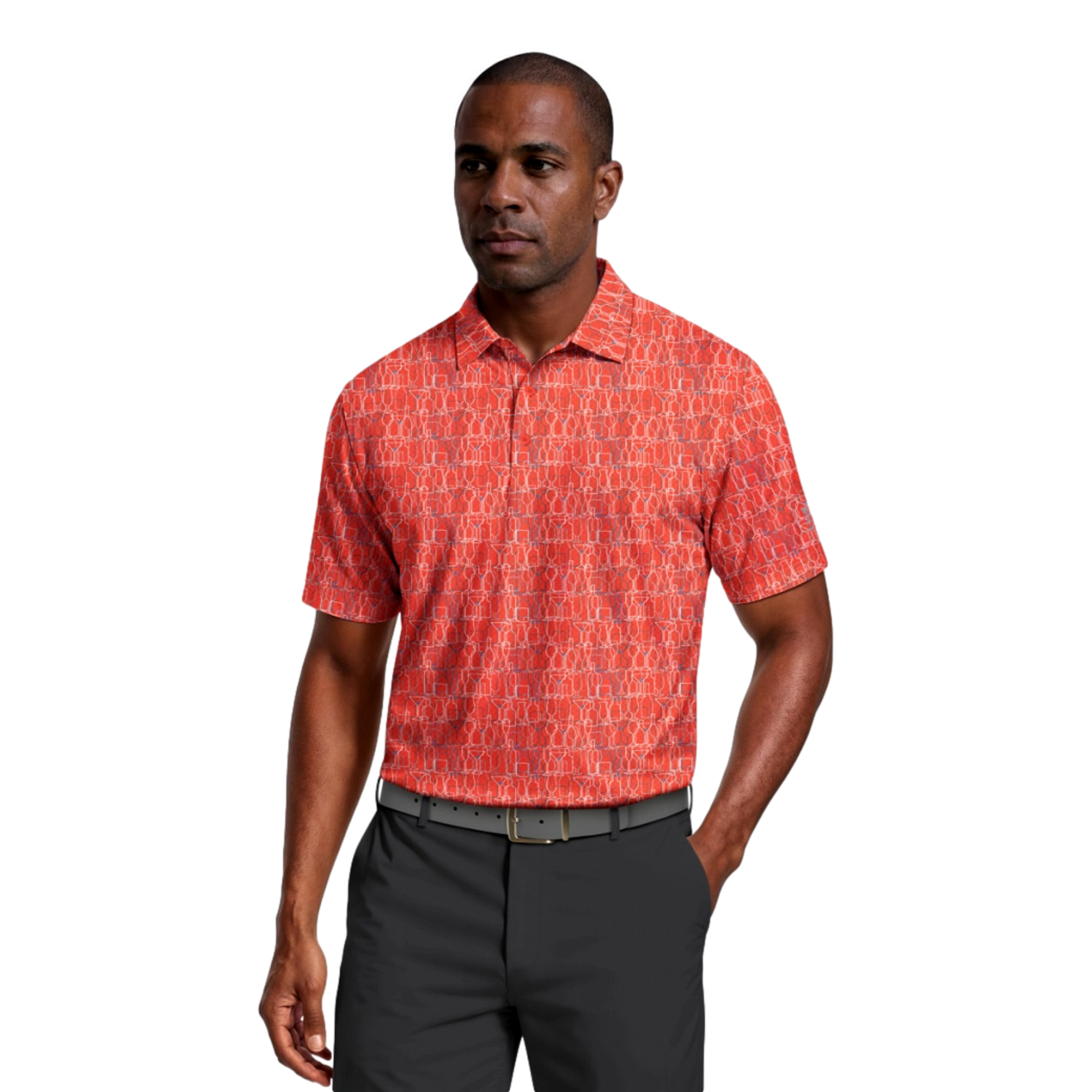 Linear Cocktail Printed Men's Golf Polo Shirt