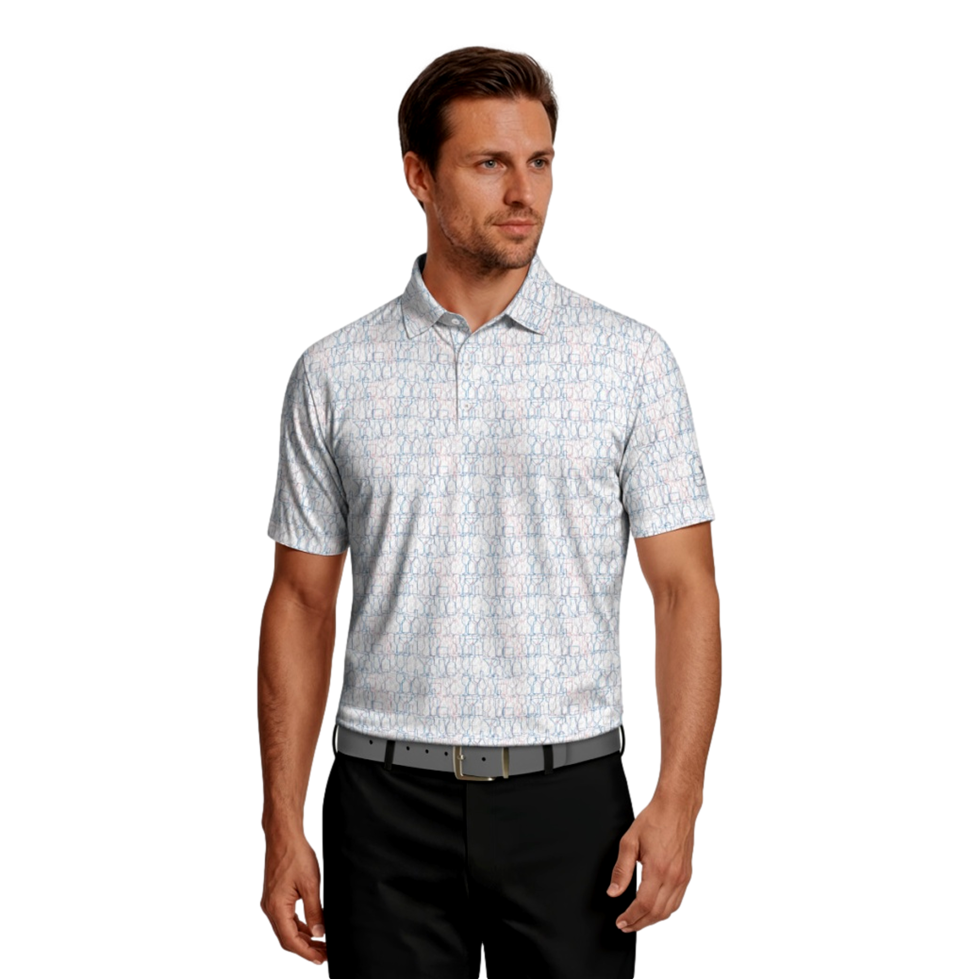 Linear Cocktail Printed Men's Golf Polo Shirt