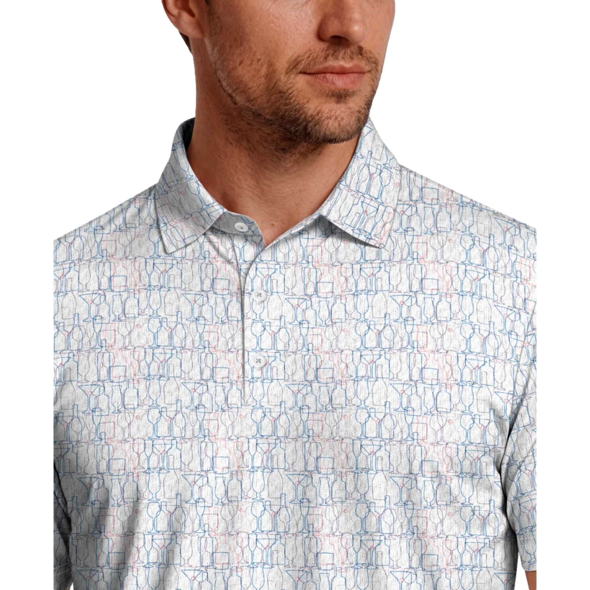 Linear Cocktail Printed Men's Golf Polo Shirt