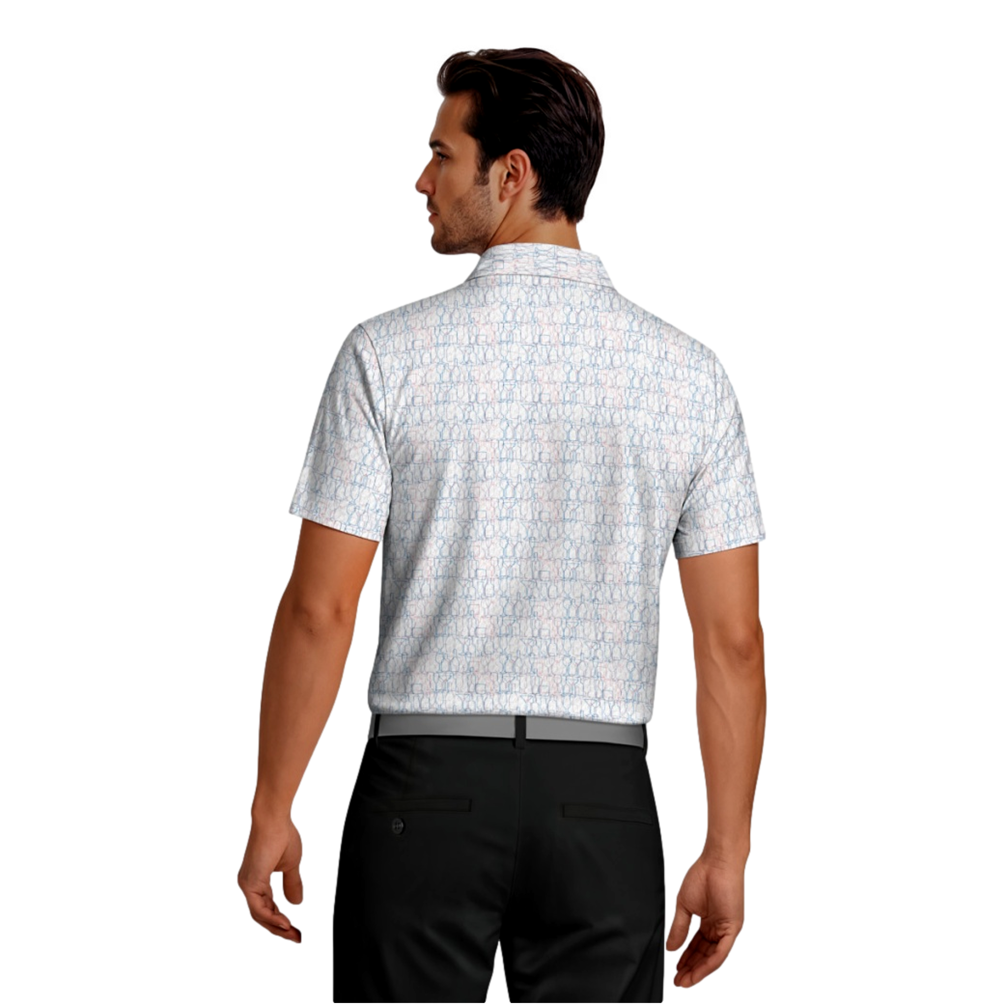 Linear Cocktail Printed Men's Golf Polo Shirt
