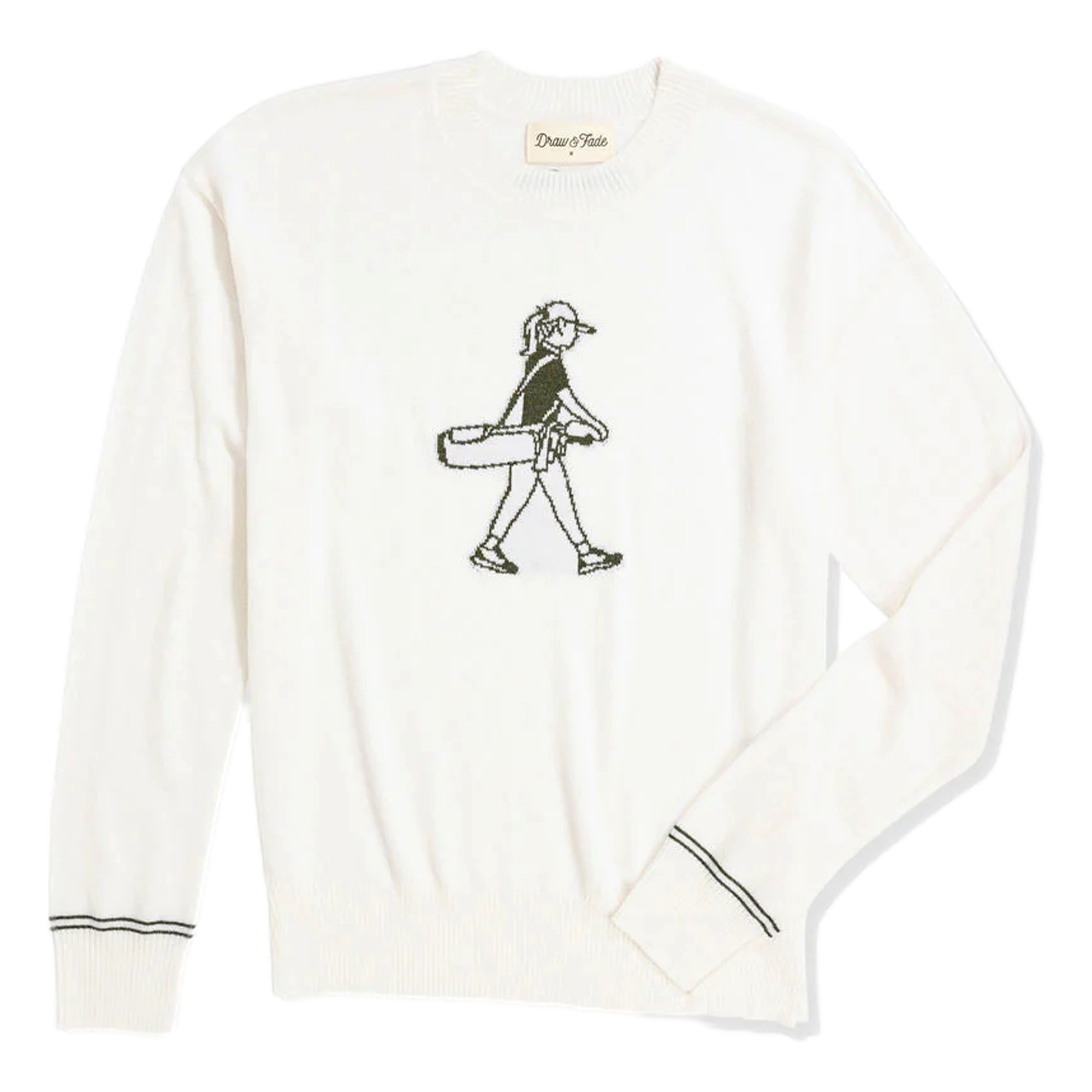 Walking Girl Embroidered Crewneck Women's Golf Sweater