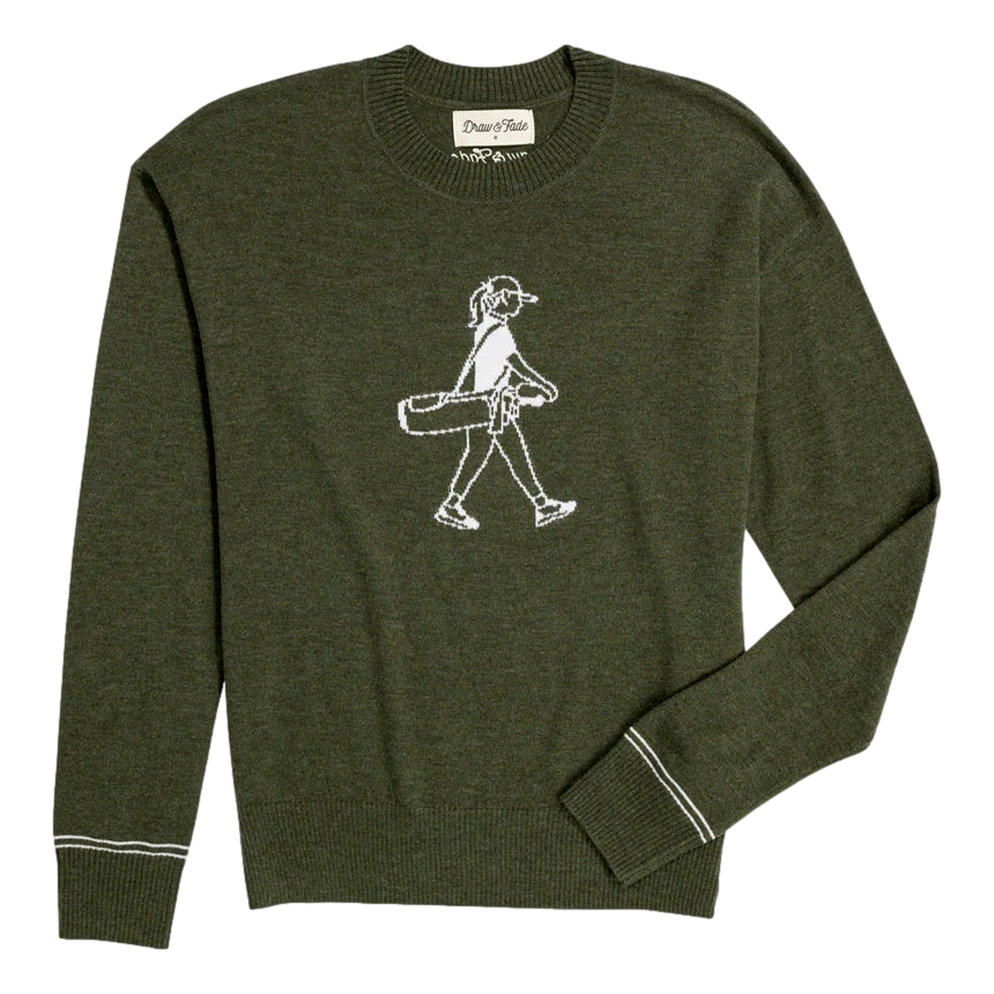 Walking Girl Embroidered Crewneck Women's Golf Sweater