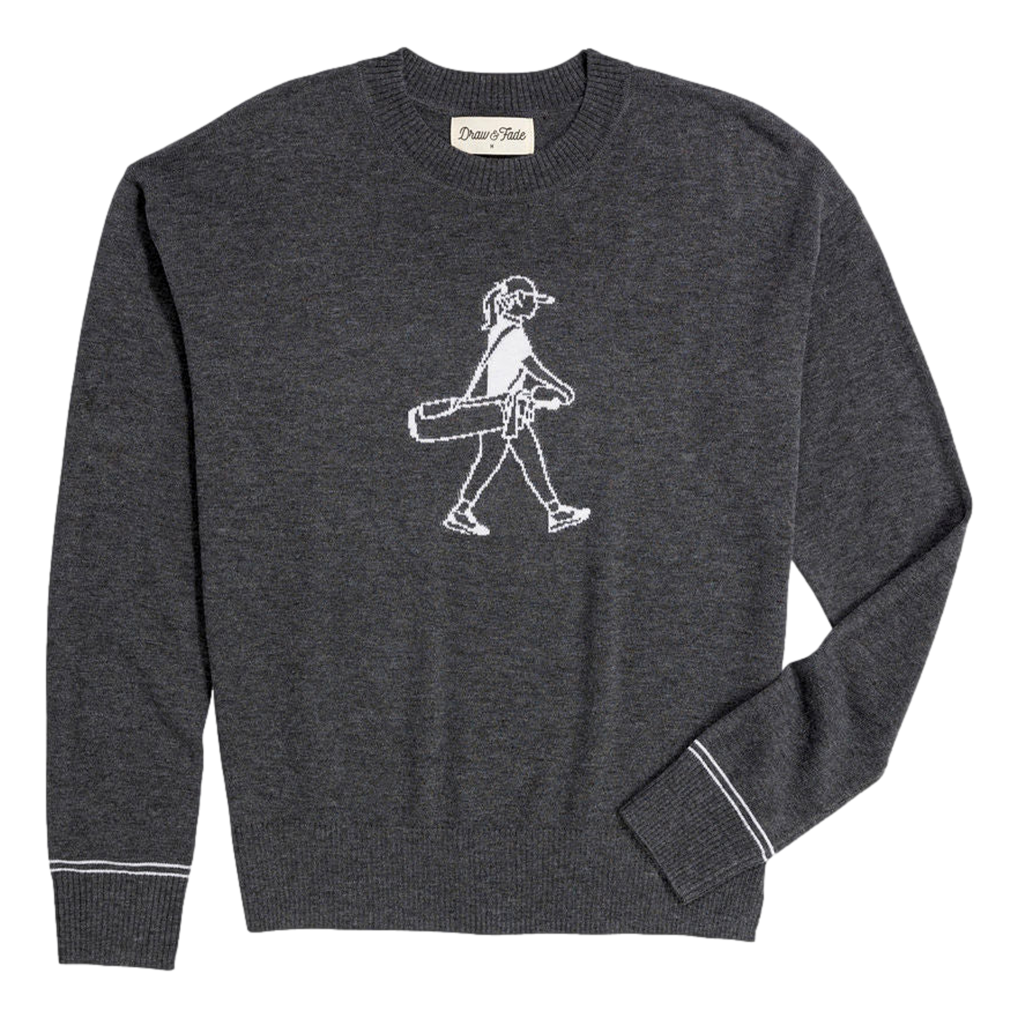 Walking Girl Embroidered Crewneck Women's Golf Sweater