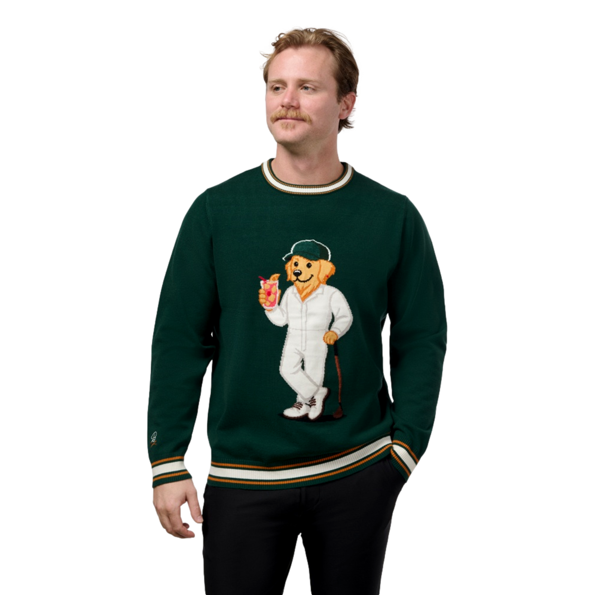 The 19th Hole Caddie Dog Men's Golf Sweater
