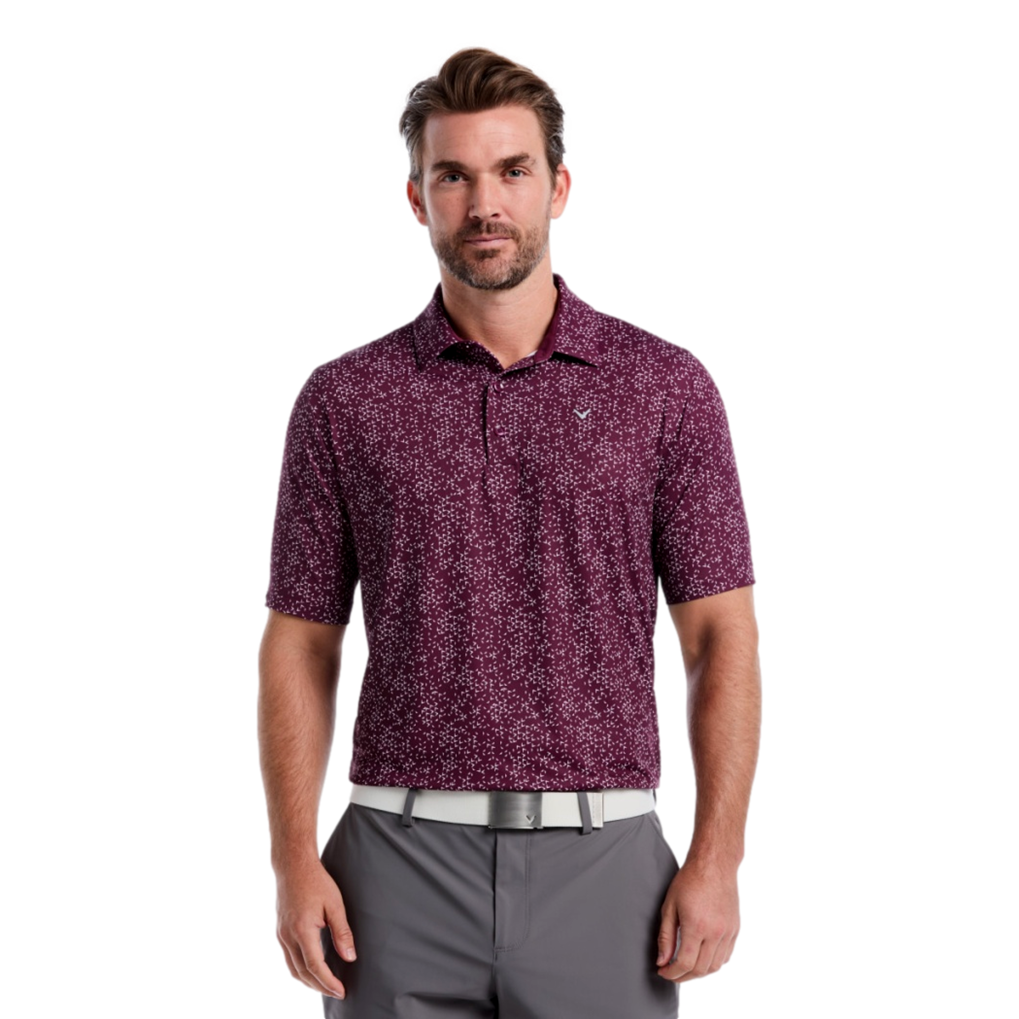 All Over Cheveron Print Men's Short Sleeve Golf Polo Shirt