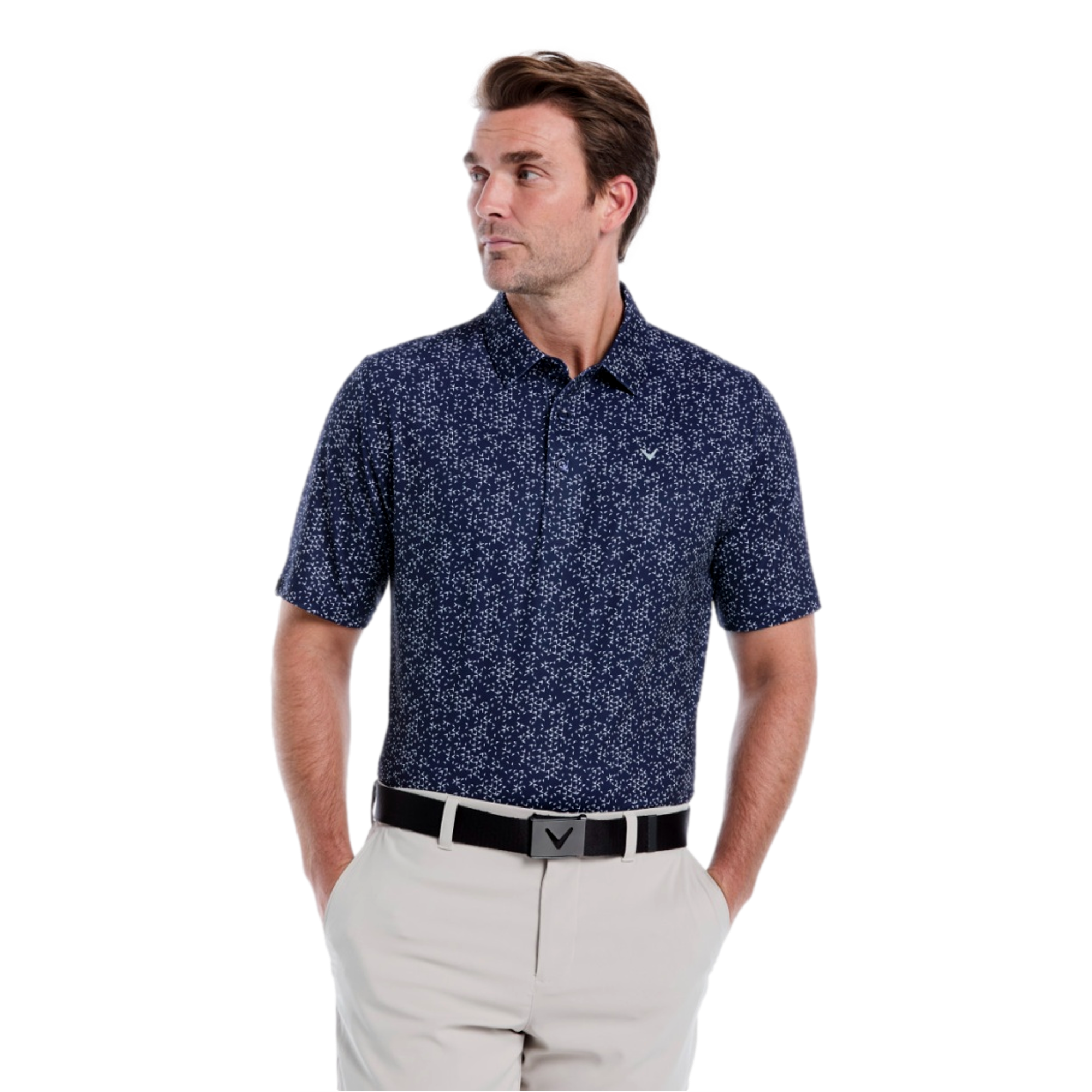 All Over Cheveron Print Men's Short Sleeve Golf Polo Shirt