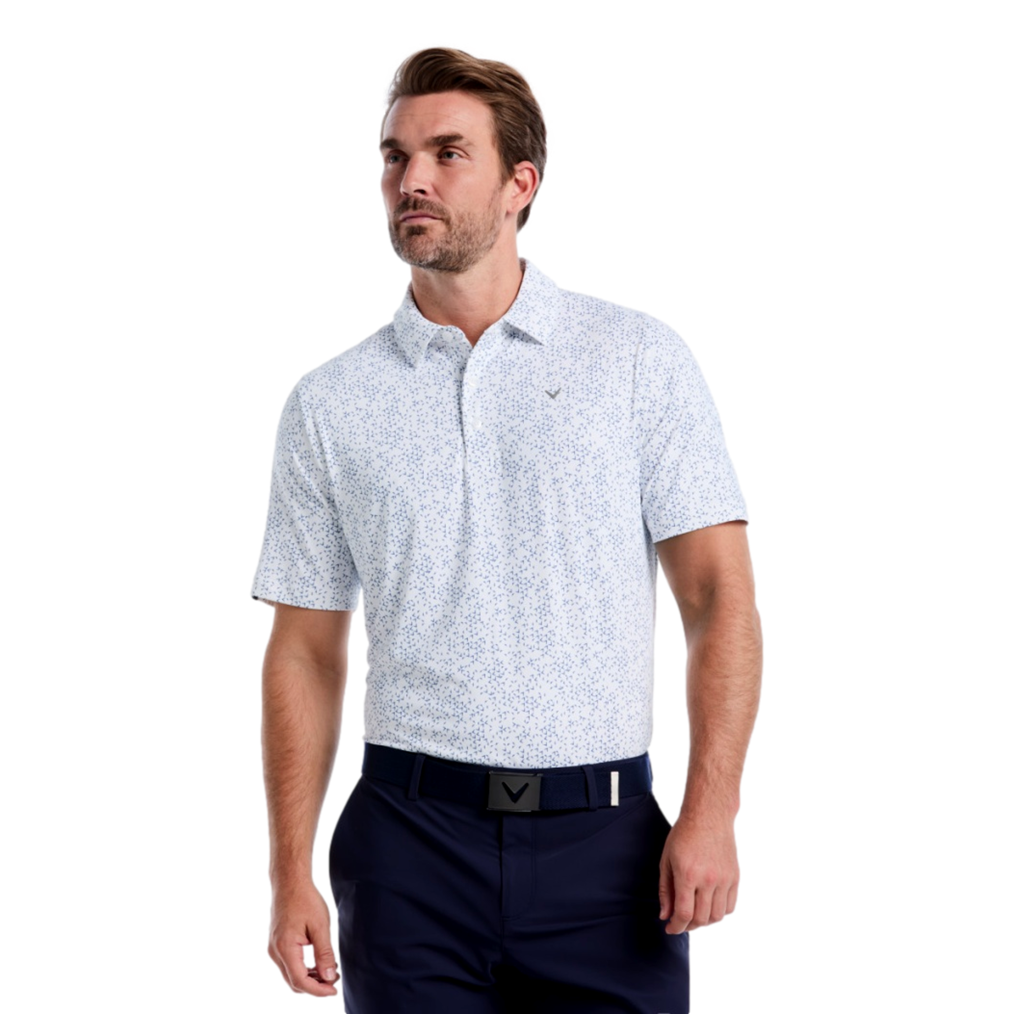 All Over Cheveron Print Men's Short Sleeve Golf Polo Shirt