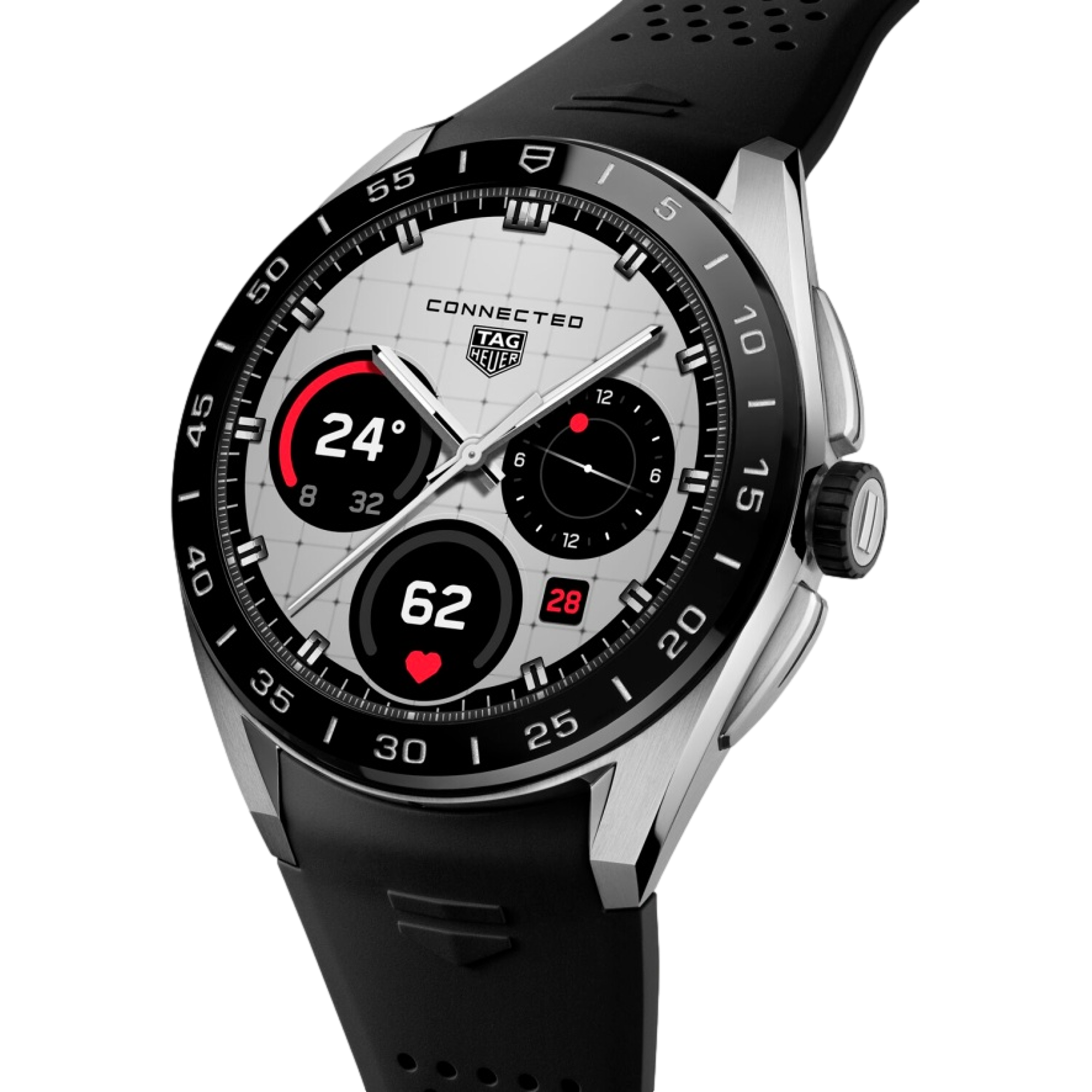 Connected Calibre E5 45mm GPS Watch - Steel/Rubber Edition