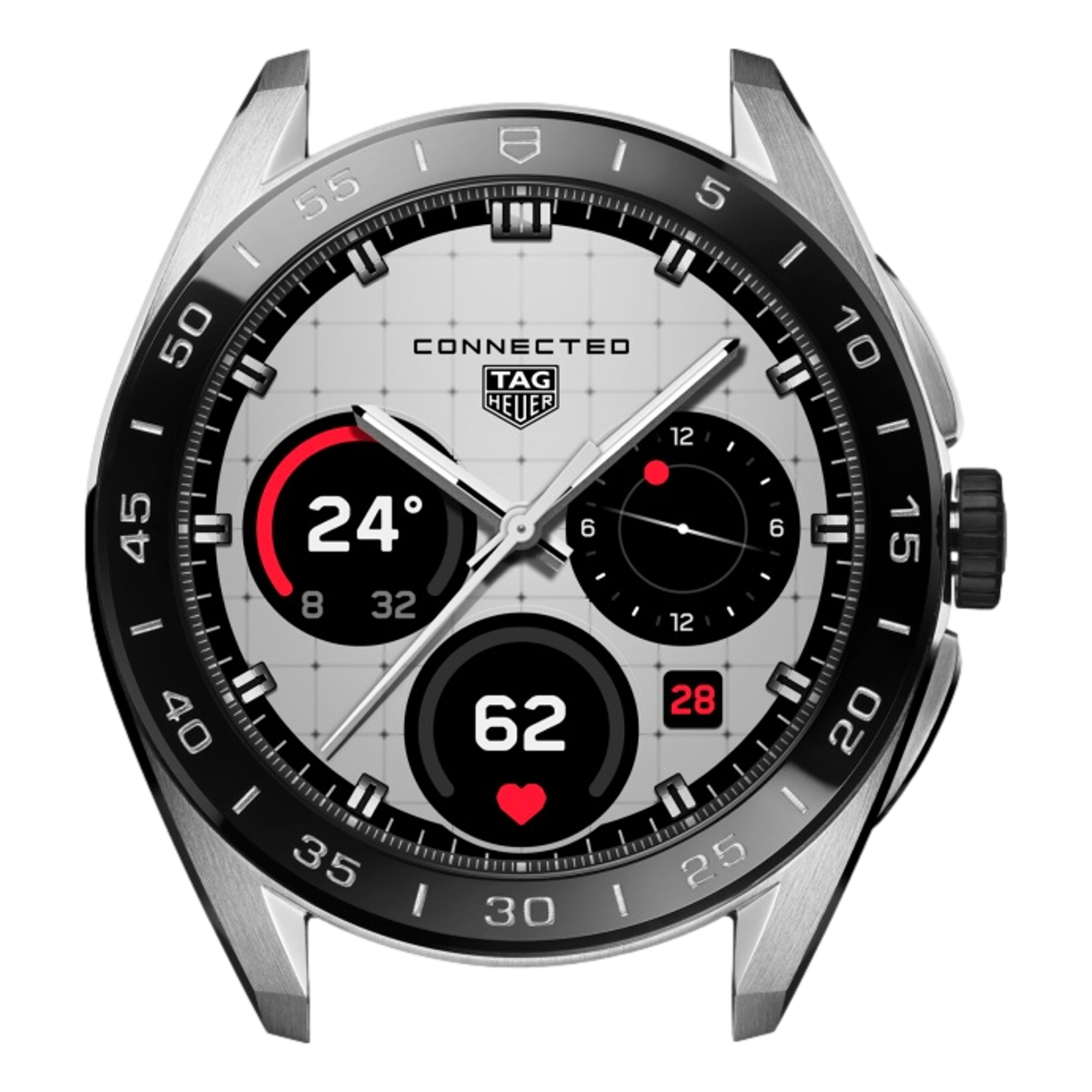 Connected Calibre E5 45mm GPS Watch - Steel/Rubber Edition