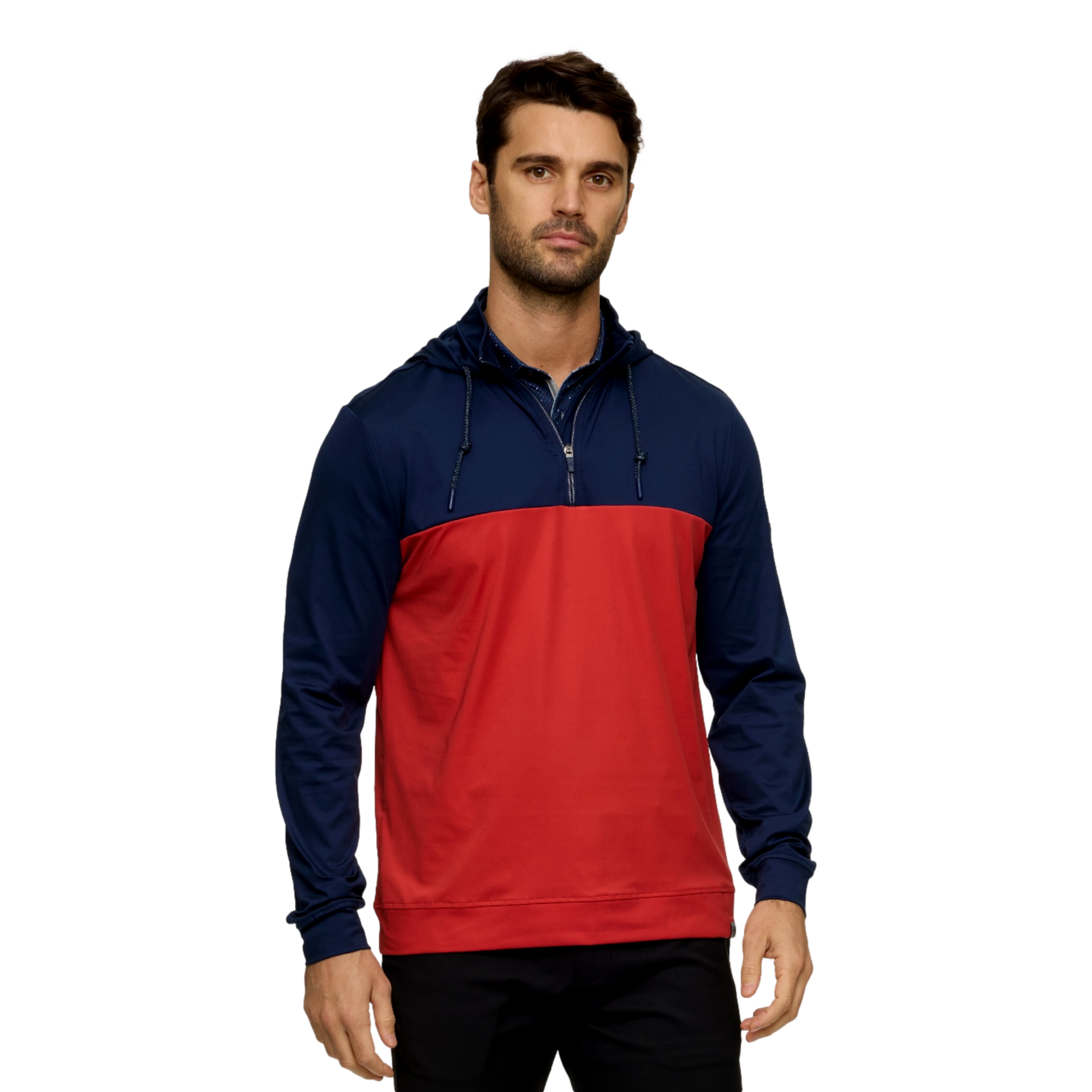 Jupiter Links GC Men's Journey Blocked Hooded Golf Quarter Zip