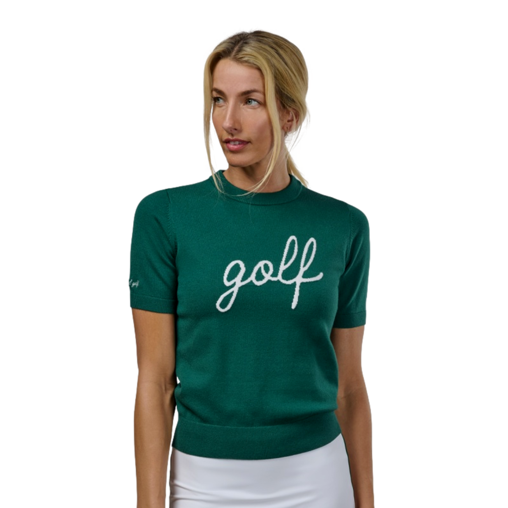 Golf Embroidered Knit Women's Short Sleeve Golf Sweater