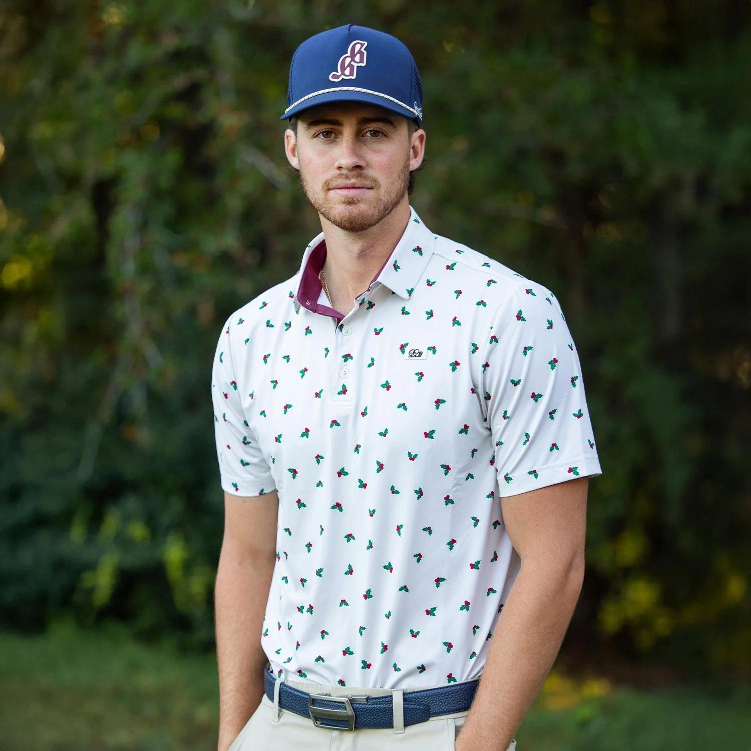 Holly Jolly Men's Short Sleeve Golf Polo Shirt