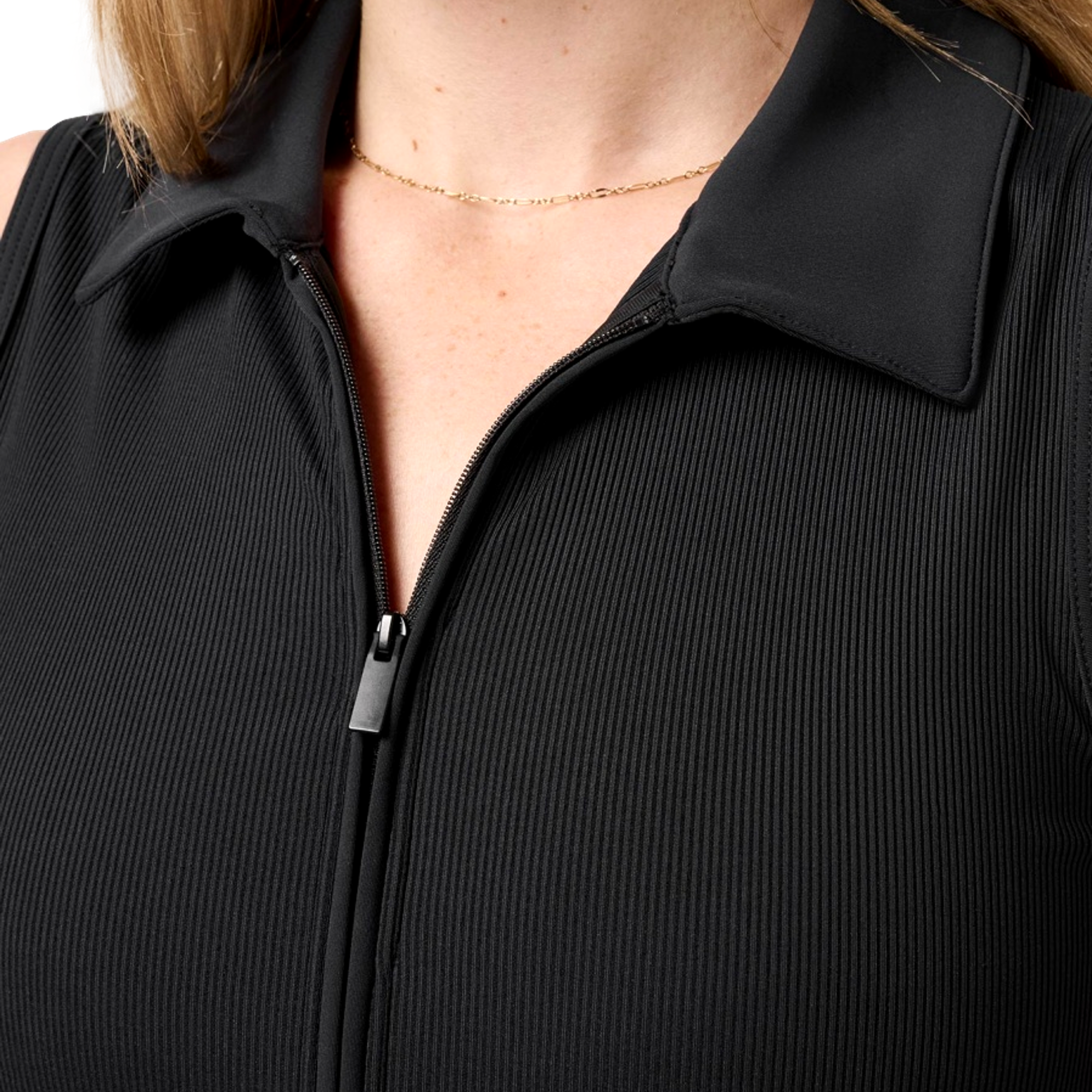 Moveknit Rib Zip Women's Sleeveless Golf Polo Shirt