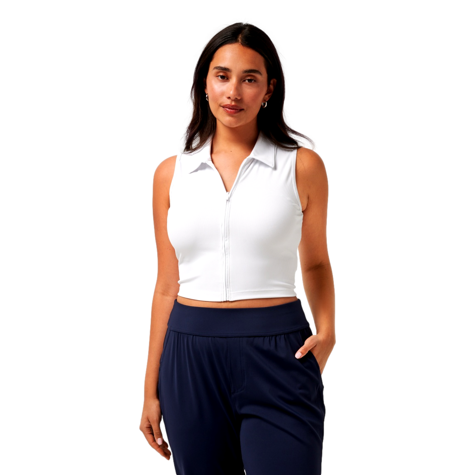 Moveknit Rib Zip Women's Sleeveless Golf Polo Shirt