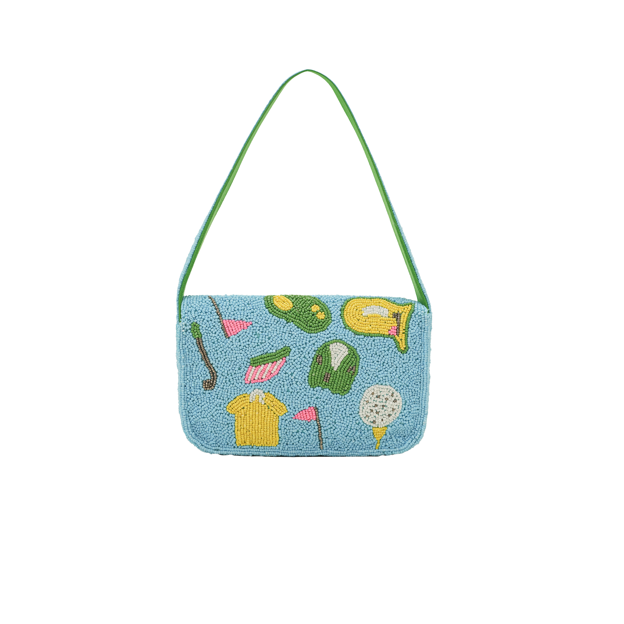 Blue Golf  Beaded Shoulder Bag