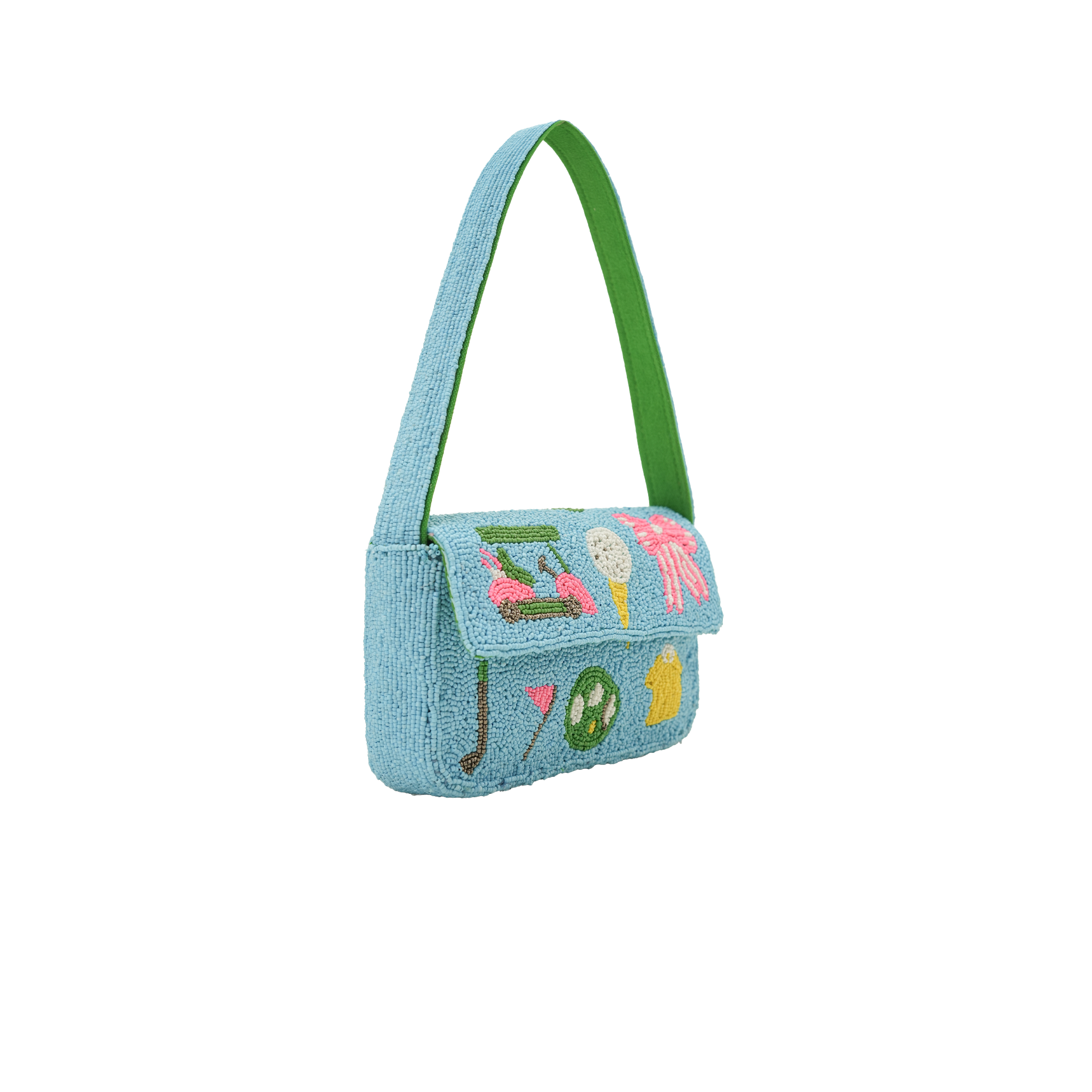 Blue Golf  Beaded Shoulder Bag